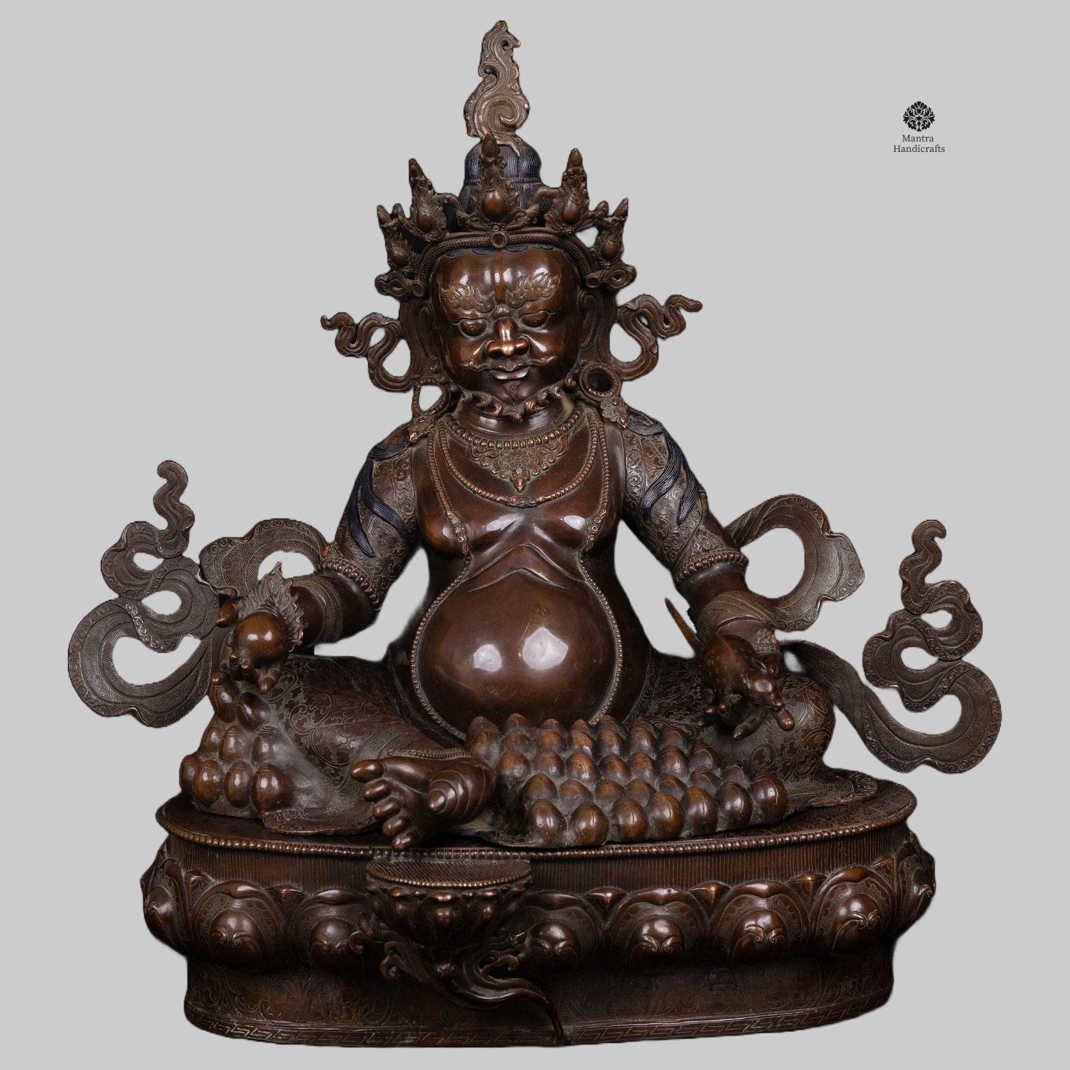 Buddhist Yellow Jambhala | Chocolate Oxidized Statue