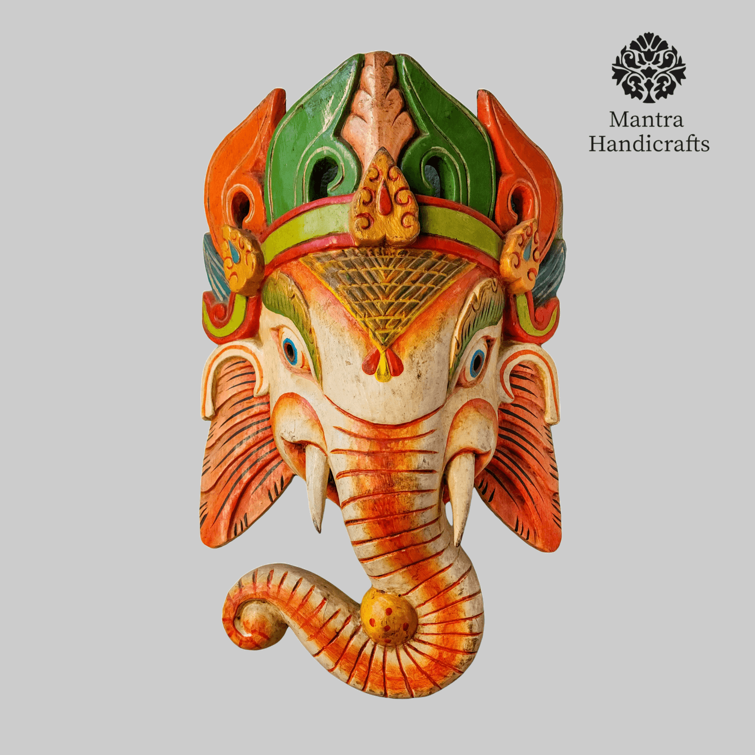 Ganesh Face Mask | Hand-painted | Spiritual Wall Hanging Art