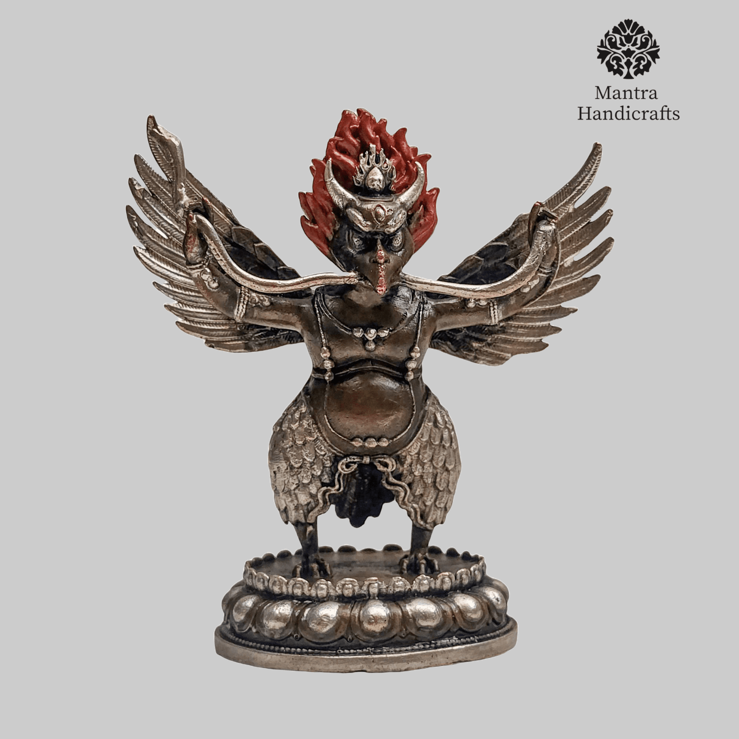 Garuda Statue | Silver And Chocolate Oxidized