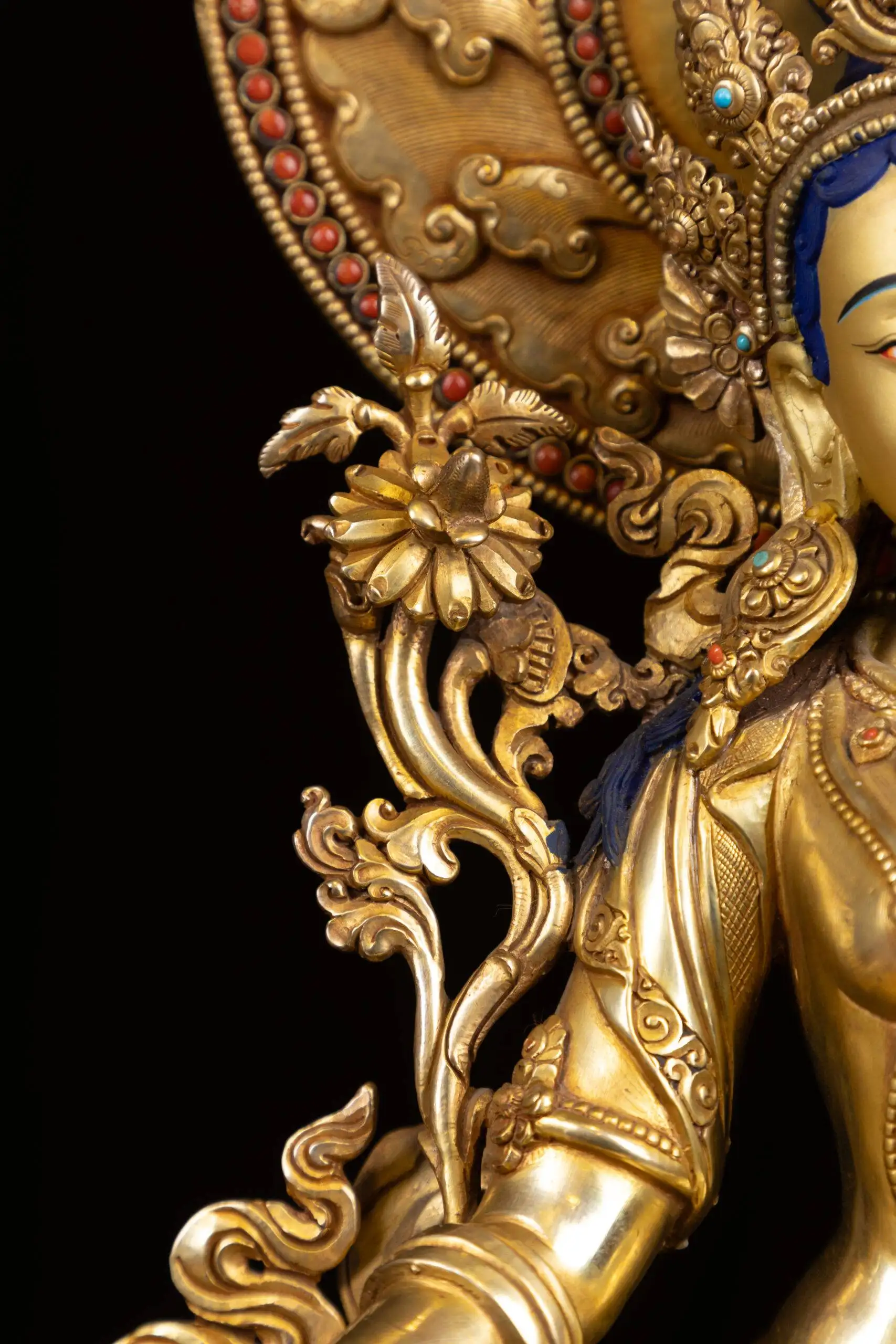Green Tara Statue With Crown