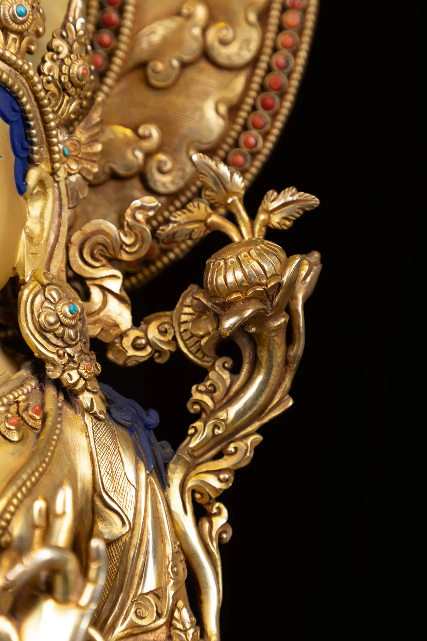 Green Tara Statue With Crown