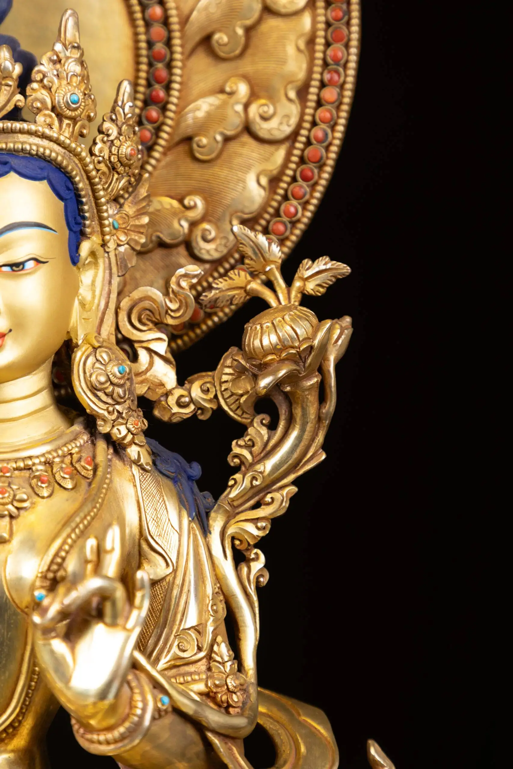 Green Tara Statue With Crown