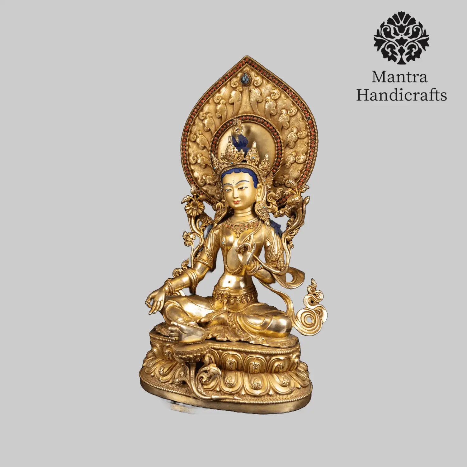 Green Tara Statue With Crown
