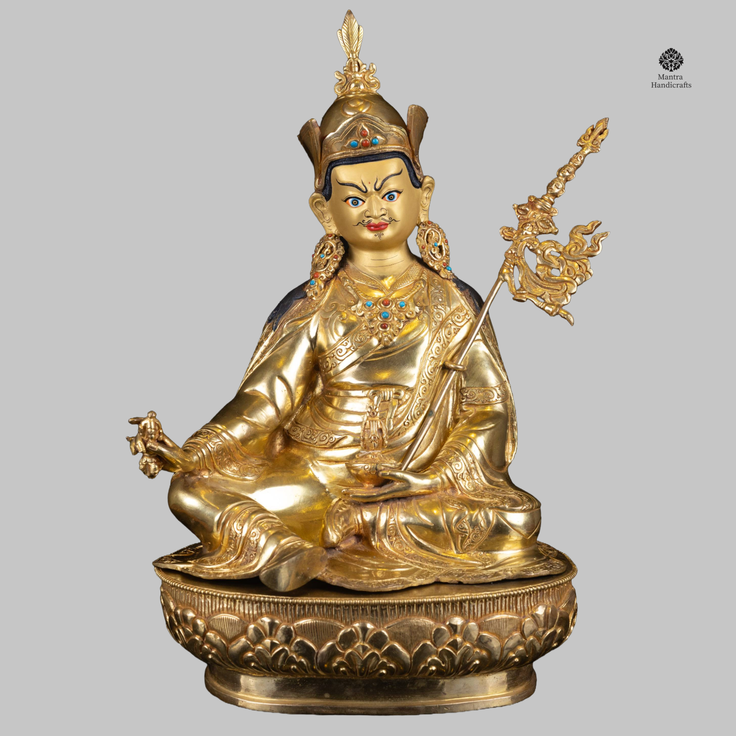 Guru Rinpoche Statue | 24k Gold Tibetan Lotus-Born Guru