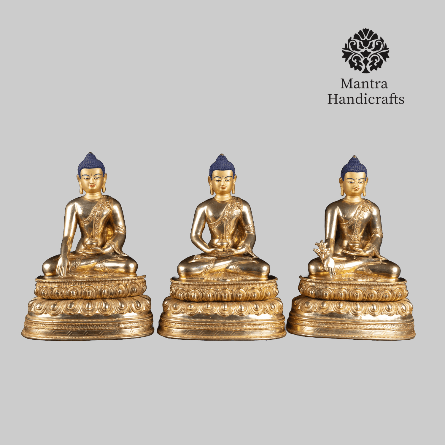 3 Buddha Statue Set | Shakyamuni | Medicine Buddha | Amitabha