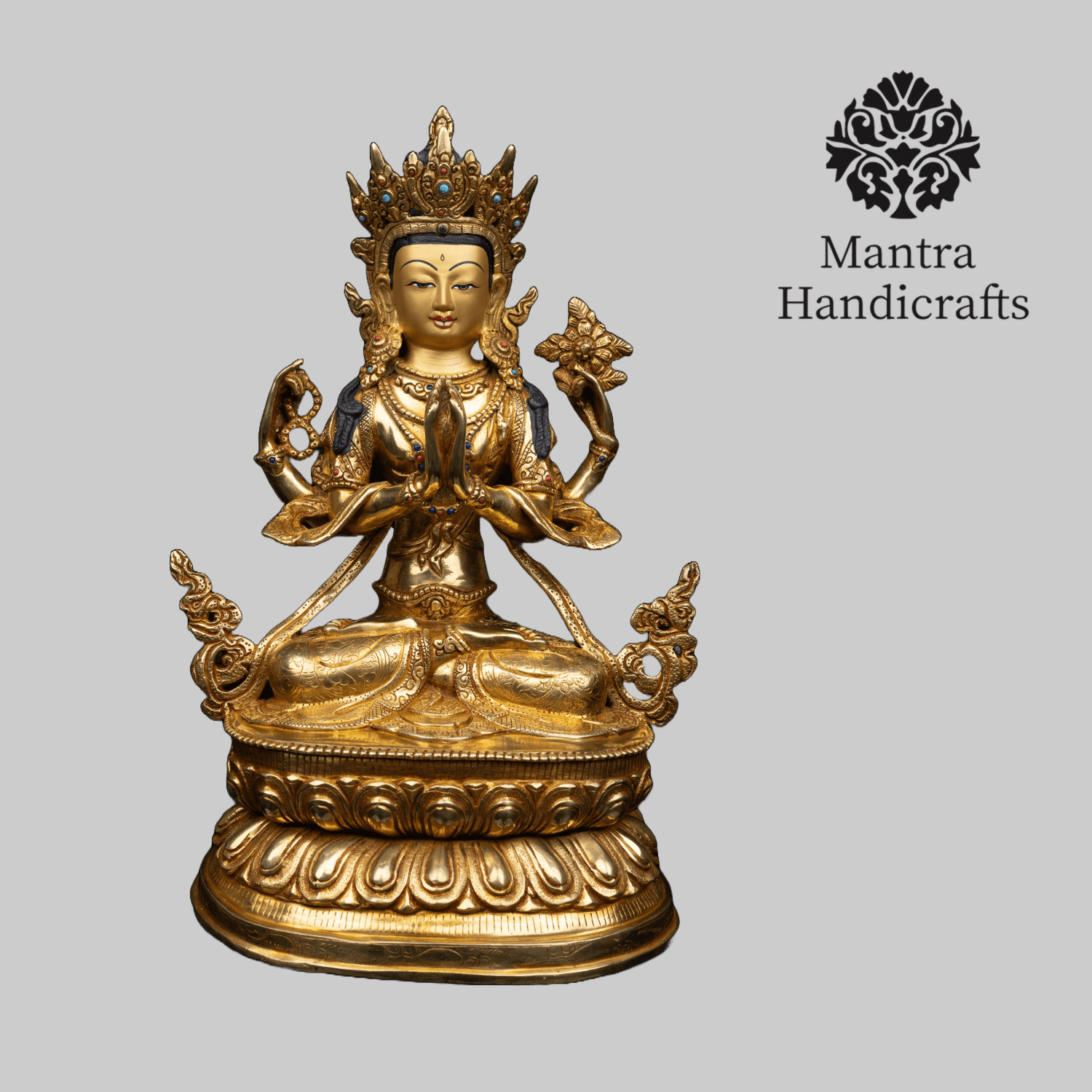 Chenrezig Statue | Avalokiteshvara Statue | 24K Gold Gilded Statue