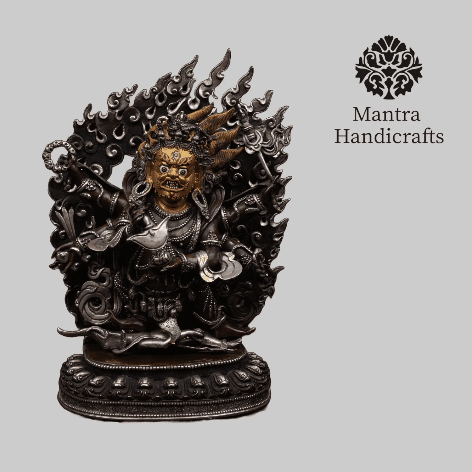 Black Mahakala Statue | Oxidized Copper Deity