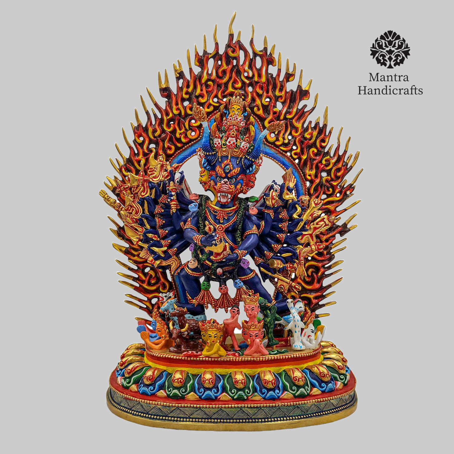 Yamantaka Statue | 24K Gold Gilded & Traditional Color Finishing