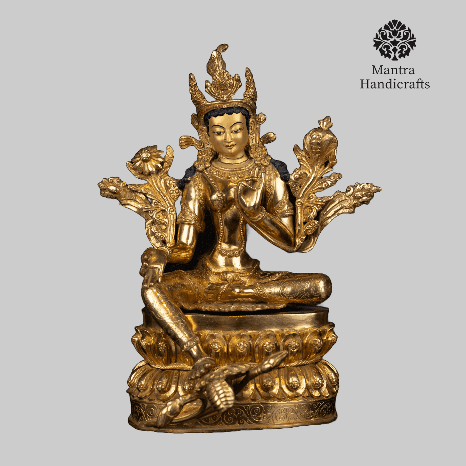 Handcrafted Green Tara Statue | Tibetan Female Bodhisattva