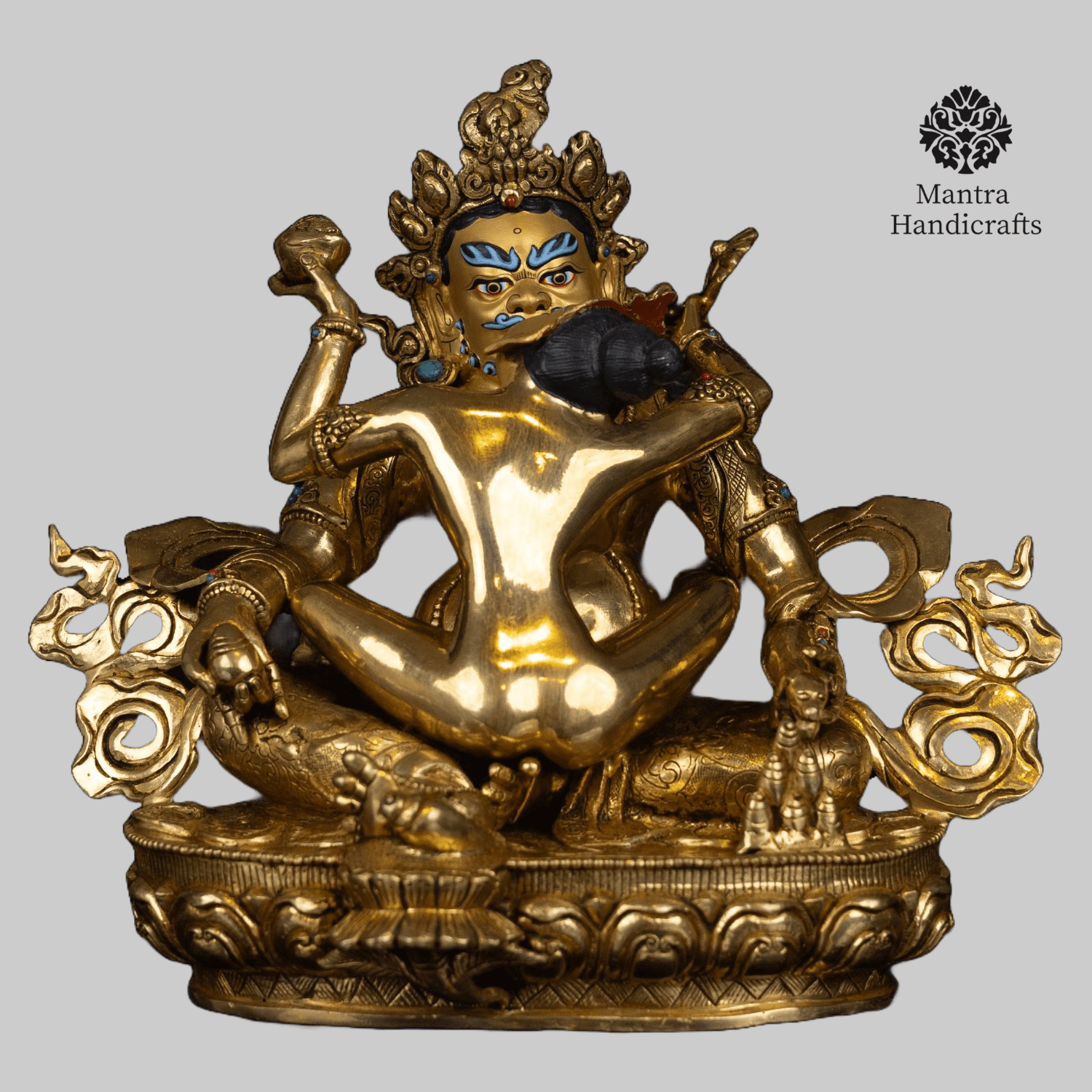 Golden Dzambhala with Consort Statue | Deity of Wealth & Prosperity