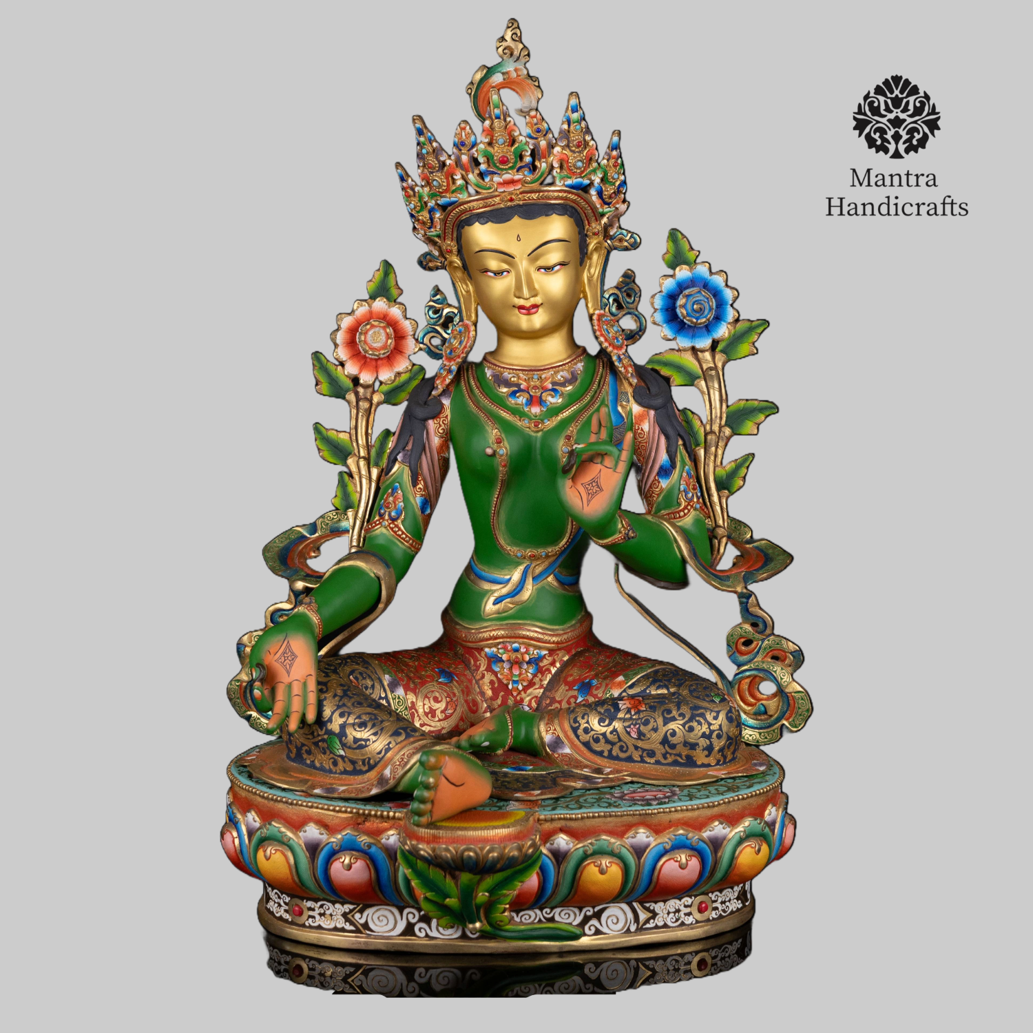 Green Tara Statue in Full Colored Handmade Statue