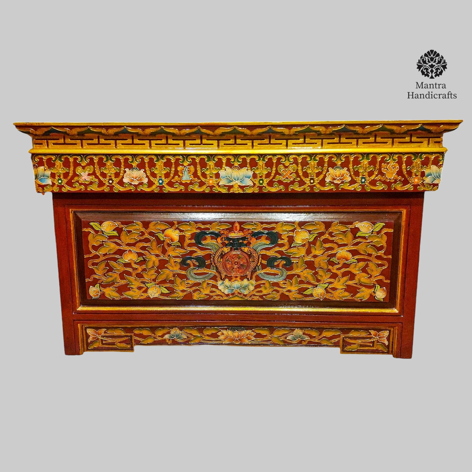 Tibetan Foldable Table with Fish & Flower Design