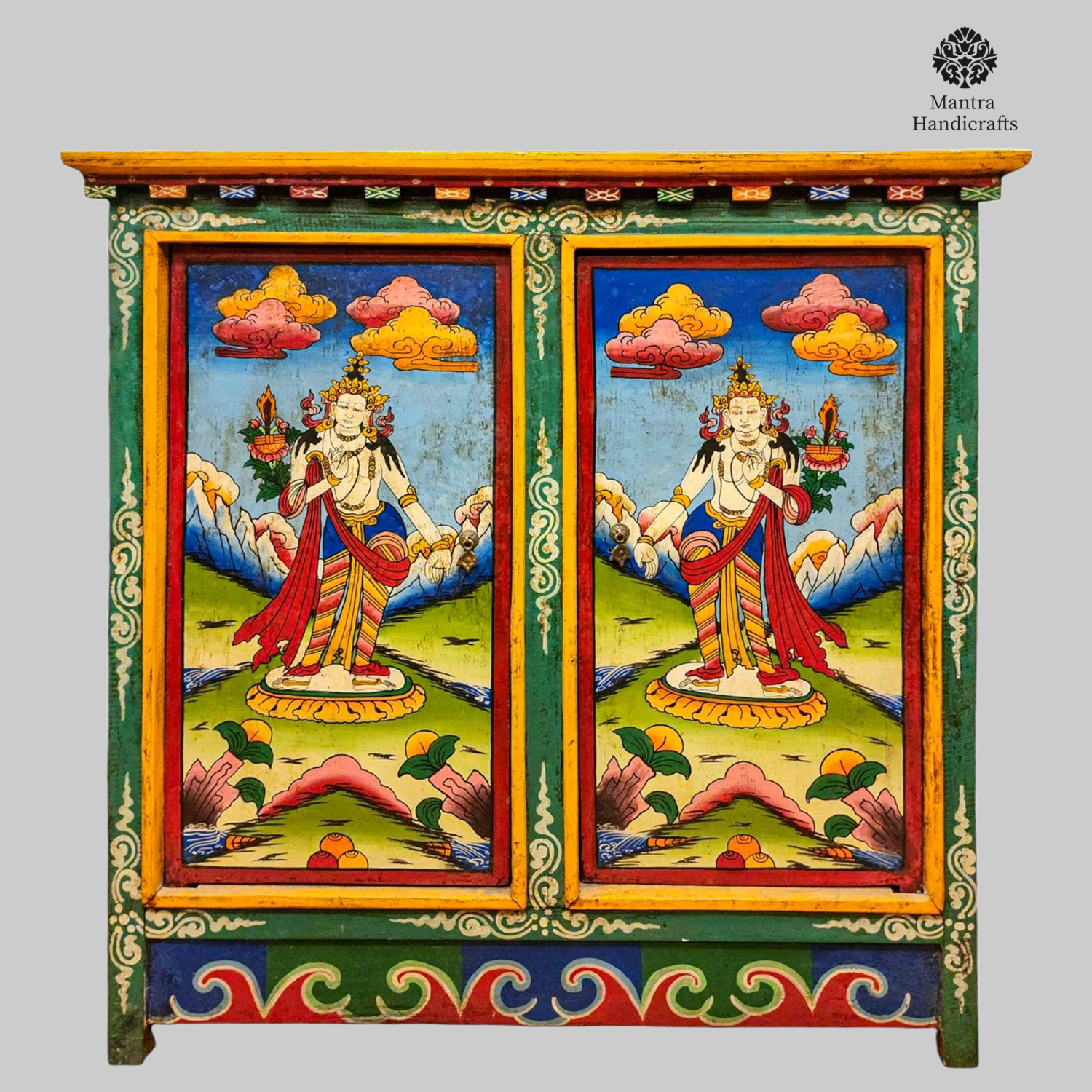 Tibetan Tara Cabinet | Hand-Painted With 2 Door