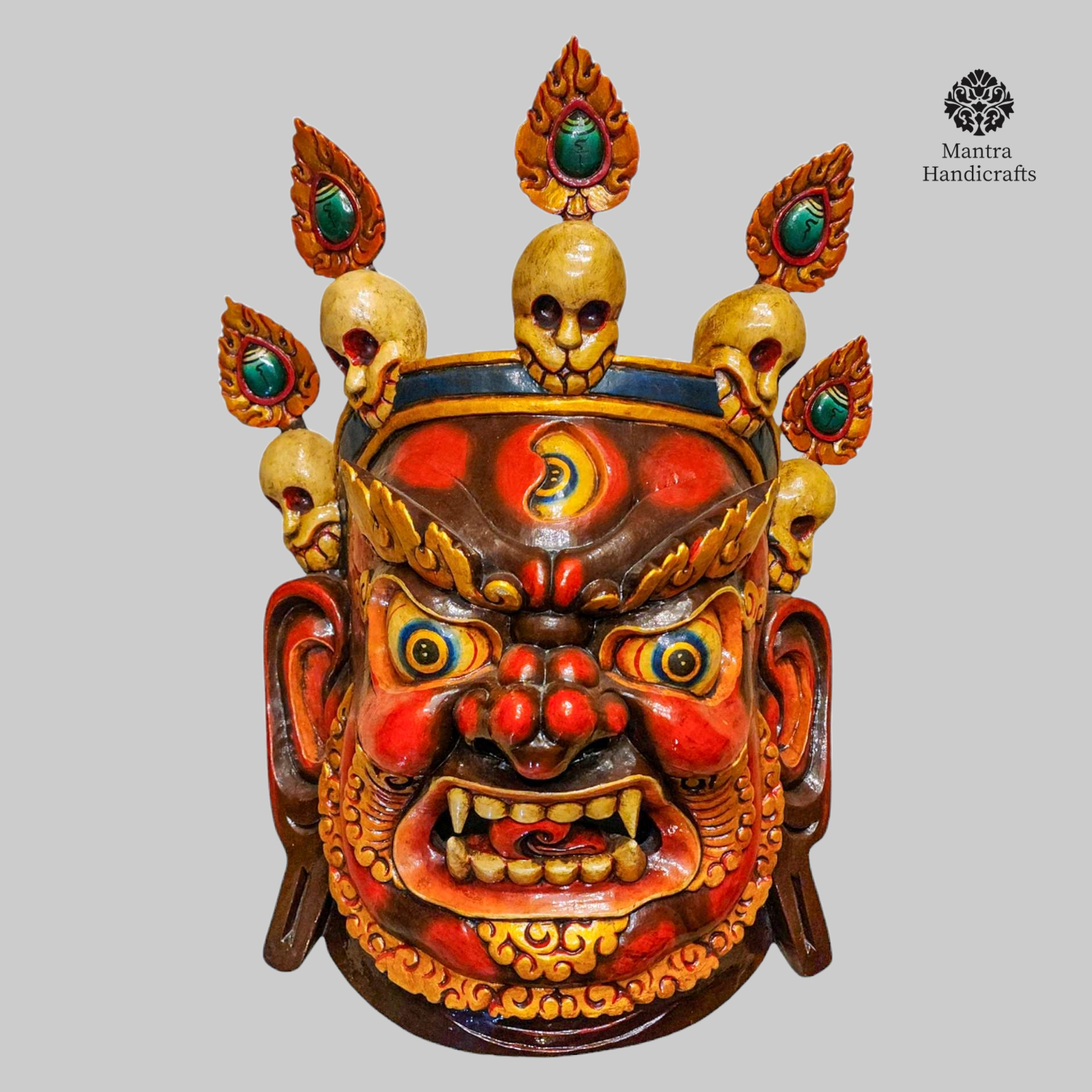 Bhairav Mask | Traditional Wooden Hindu Wall Art