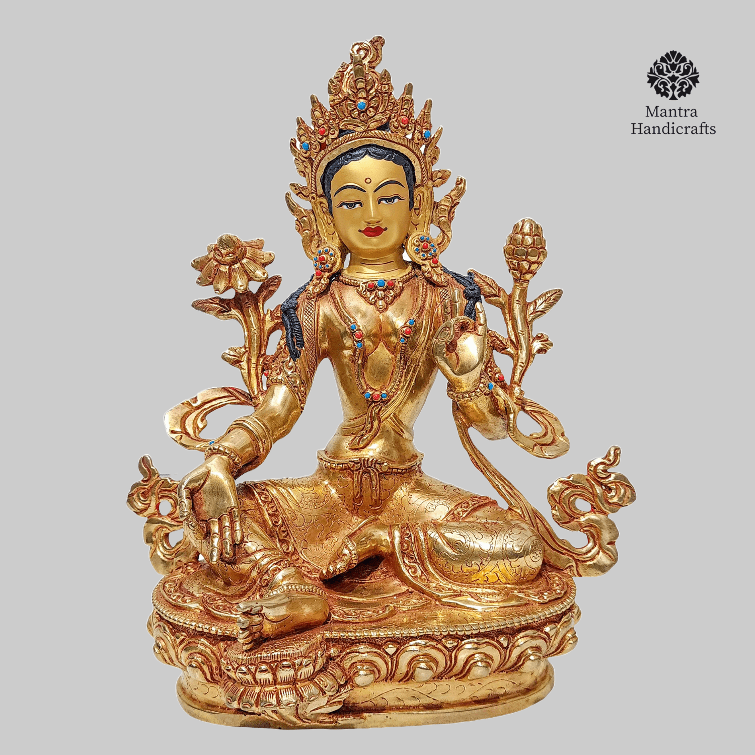 Handcrafted Green Tara Statue,Buddhist Goddess of Compassion