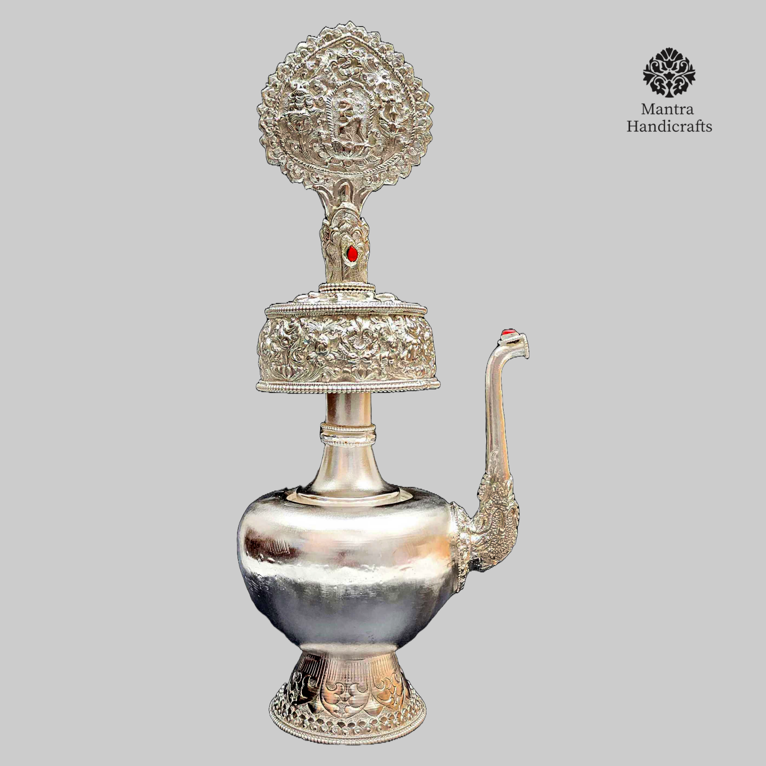 Tibetan Bhumpa Offering Bowl Set | Full Silver Plated