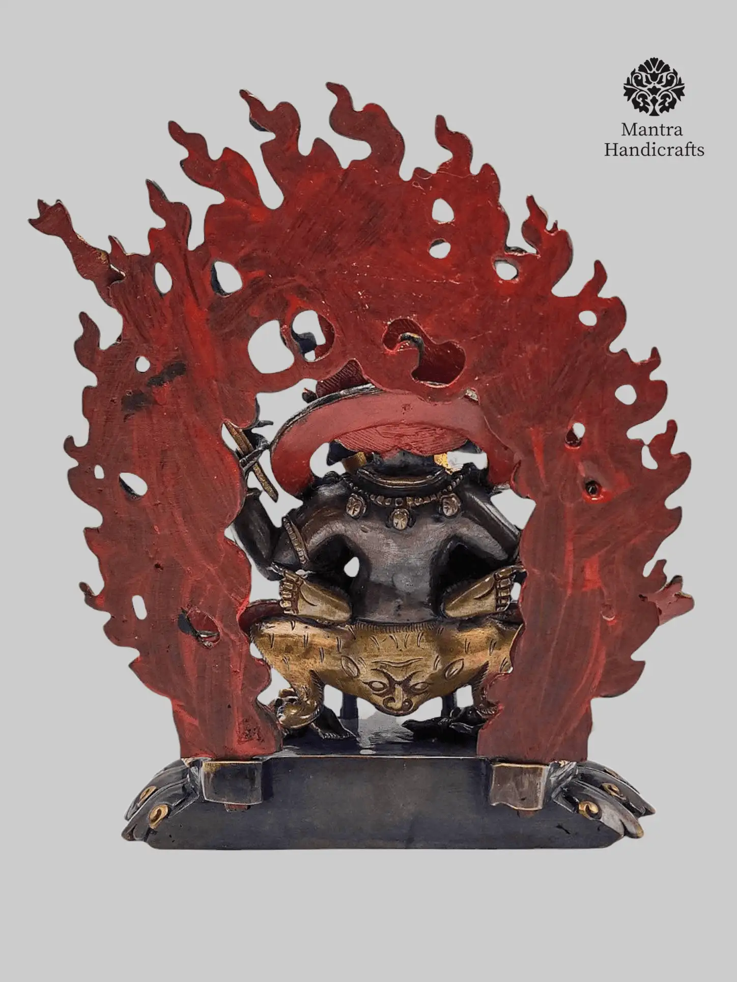 Mahakala 4 Armed Statue | Chocolate Oxidized with Painted Face