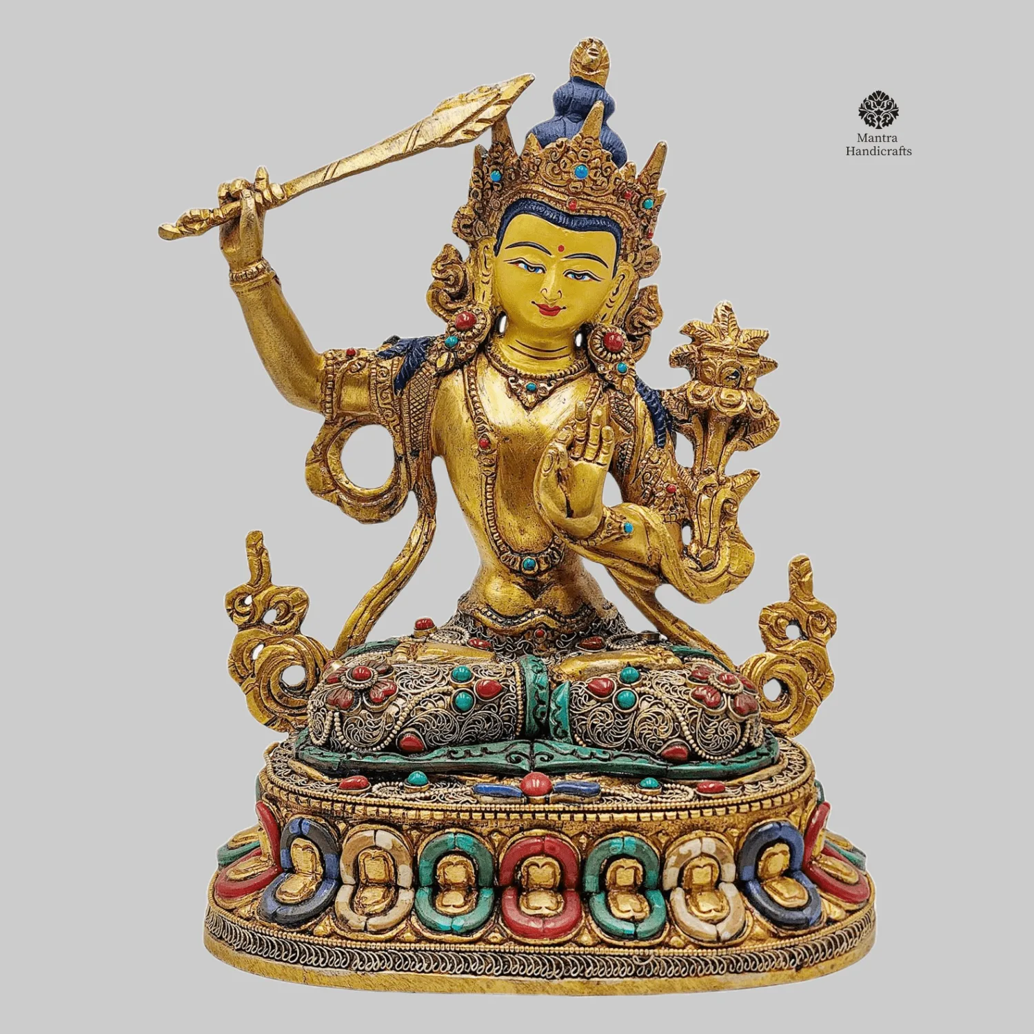 24K Gold Manjushri | Wisdom Deity, Sword of Insight