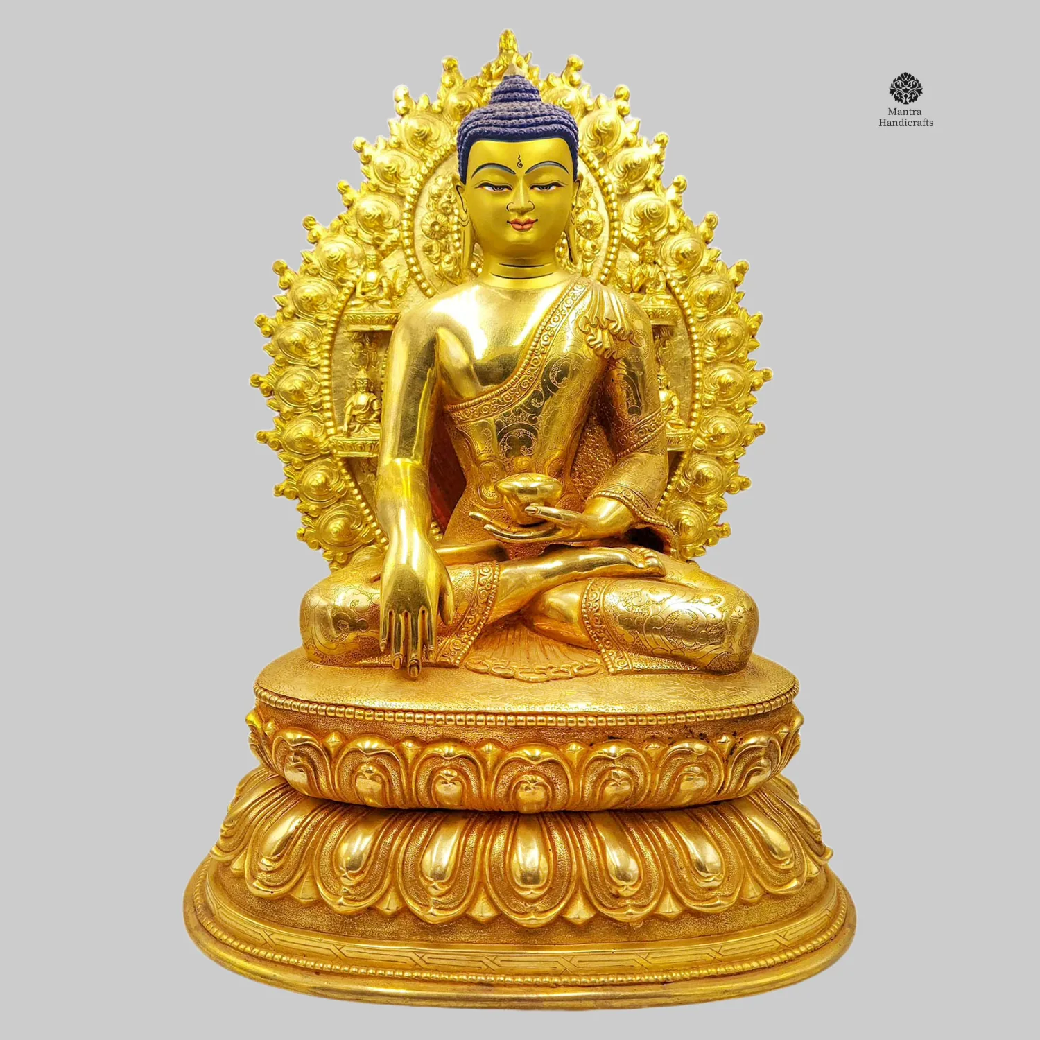 Shakyamuni Buddha | Double Base, Gold Face Painted