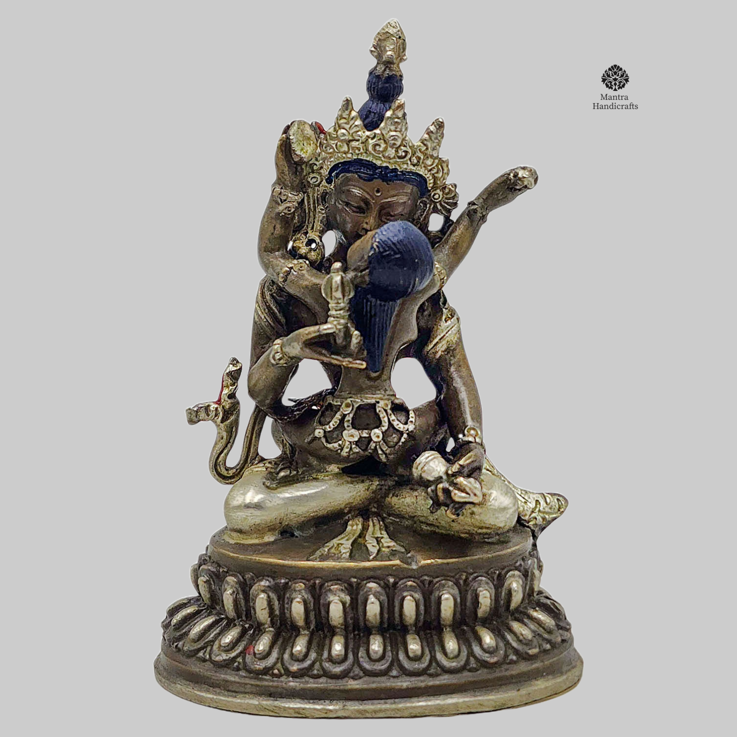 Mini Vajrasattva Shakti Statue | Silver Chocolate Finish
