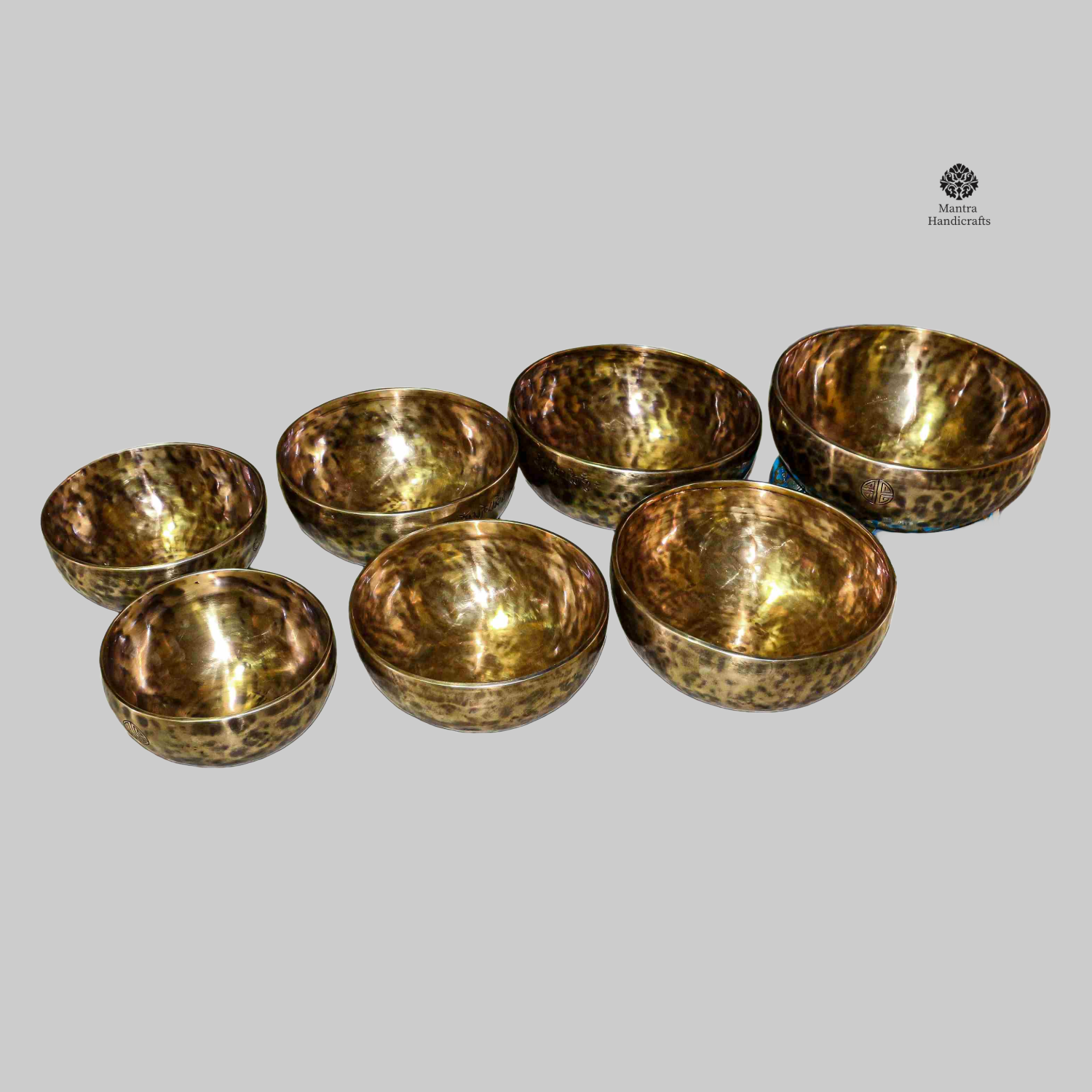 Chakra Singing Bowl Set | 15–28cm Bronze, Full Moon Design