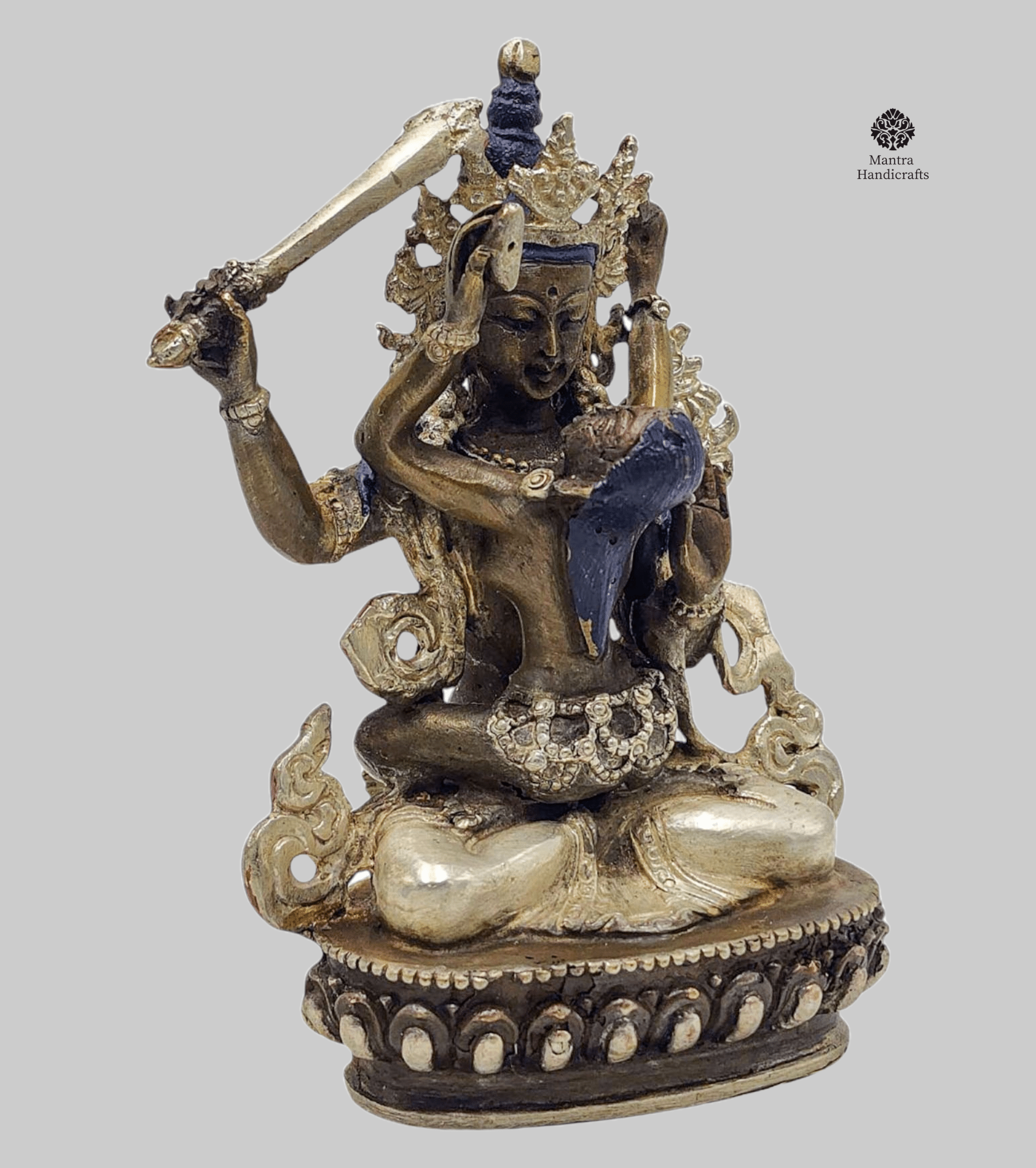 Manjushri Shakti Mini Statue | Wisdom Deity with Sword 3 Manjushri Shakti Mini Statue | Wisdom Deity with Sword