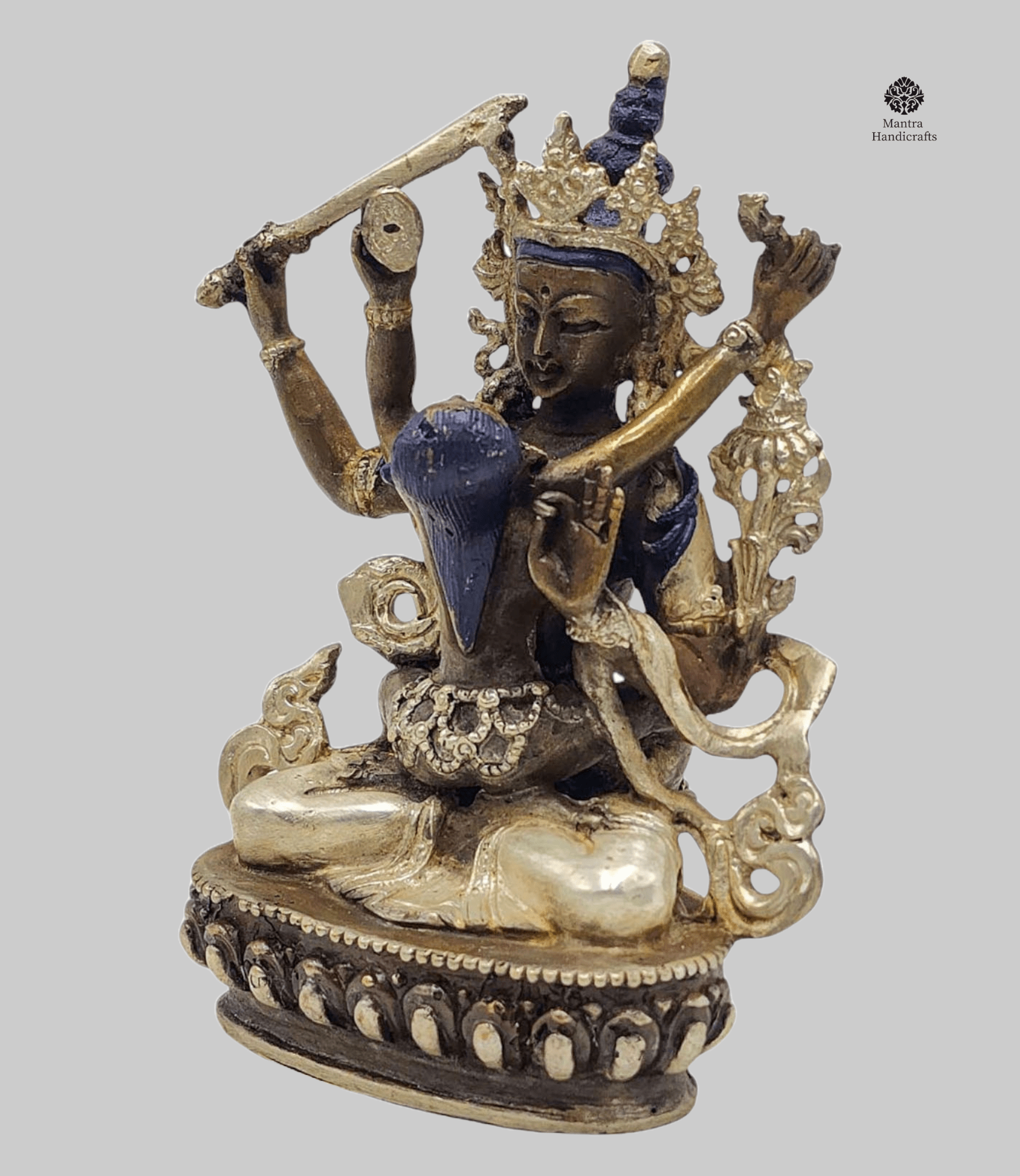 Manjushri Shakti Mini Statue | Wisdom Deity with Sword 4 Manjushri Shakti Mini Statue | Wisdom Deity with Sword