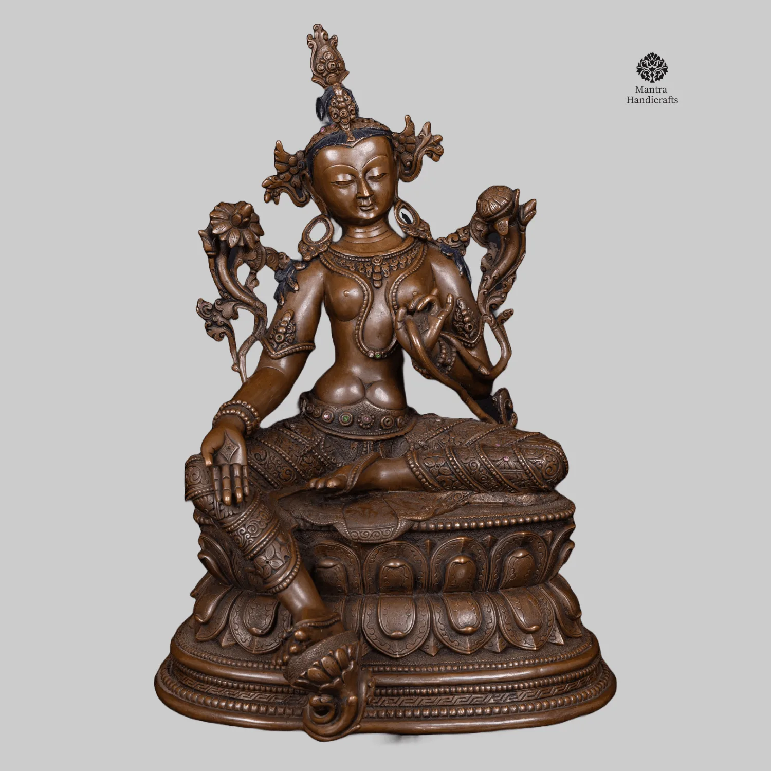 Green Tara Statue | Chocolate Oxidized Handmade Buddhist Deity