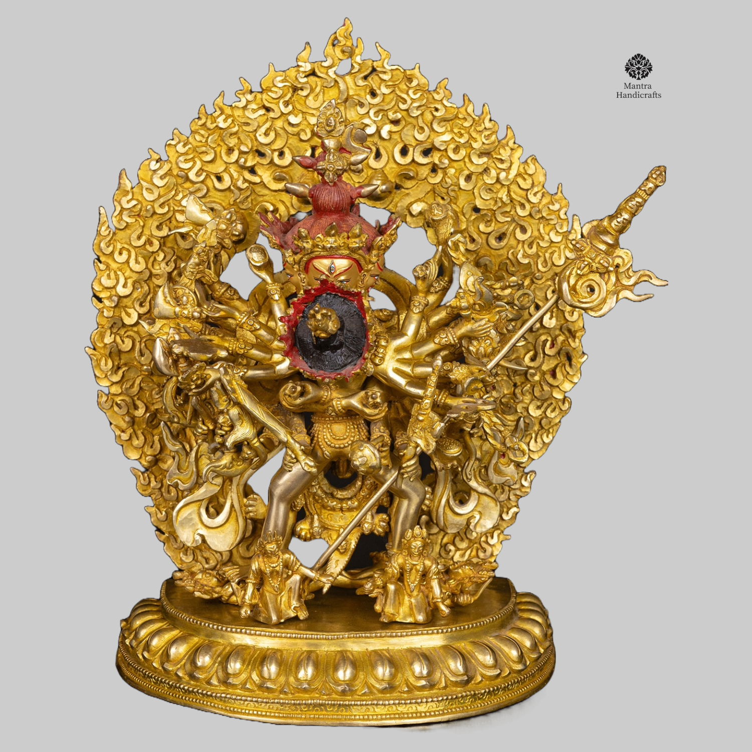 Kalachakra Statue | 24K Gold Gilded Wheel of Time | Symbol of Enlightenment