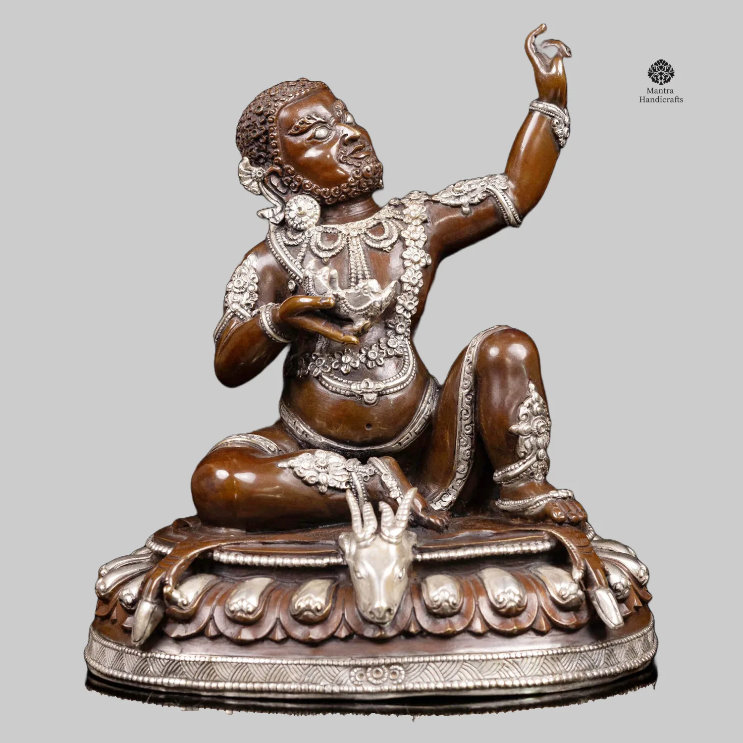 Milarepa Statue | Silver & Chocolate Finish | Symbol of Enlightenment