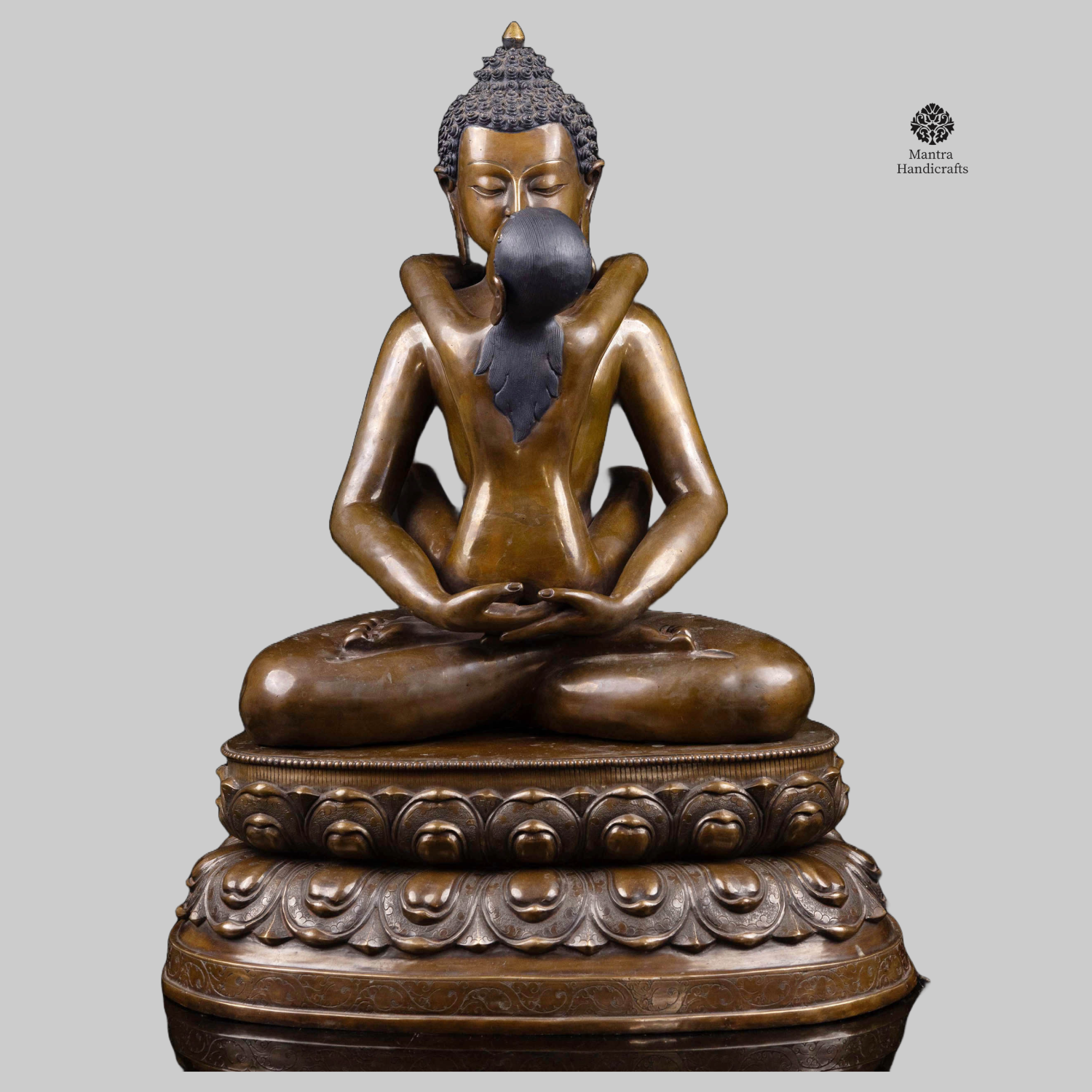 Samantabhadra Buddha Shakti Statue | Handmade Chocolate Oxidized Bodhisattva