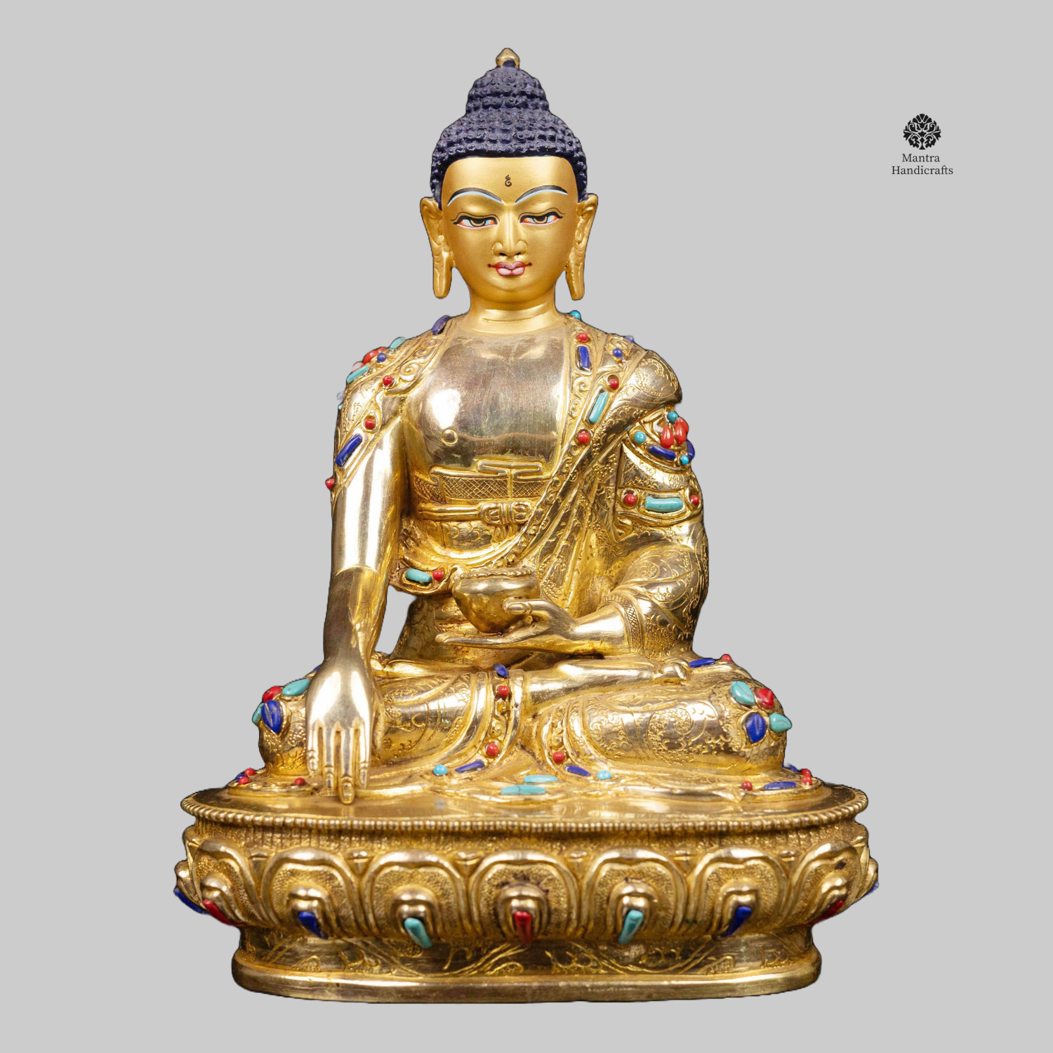 Handcrafted 24K Gold Gilded Shakyamuni Buddha Statue