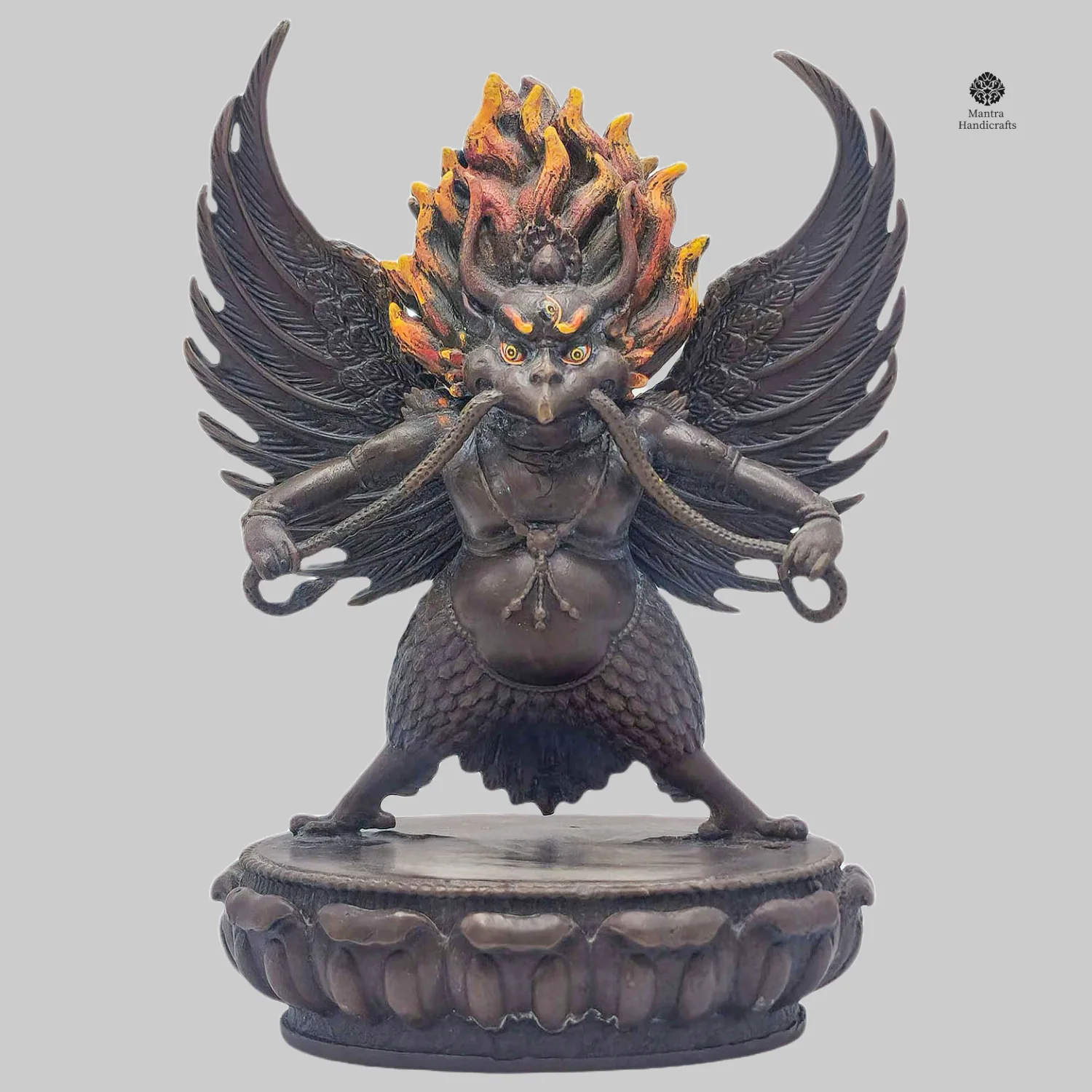 Garuda Buddhist Miniature Statue | Chocolate Oxidized Divine Protector