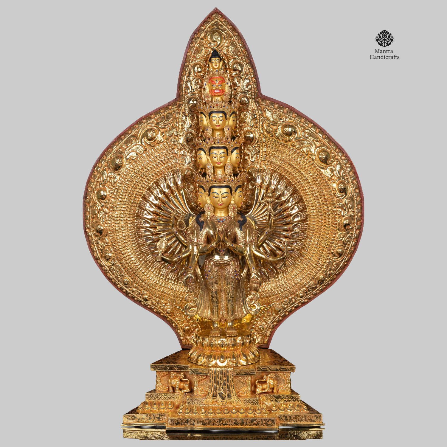 Sahasrabhuja Avalokitesvara Statue | 1000 Arms Chenrezig | 24K Gold Gilded
