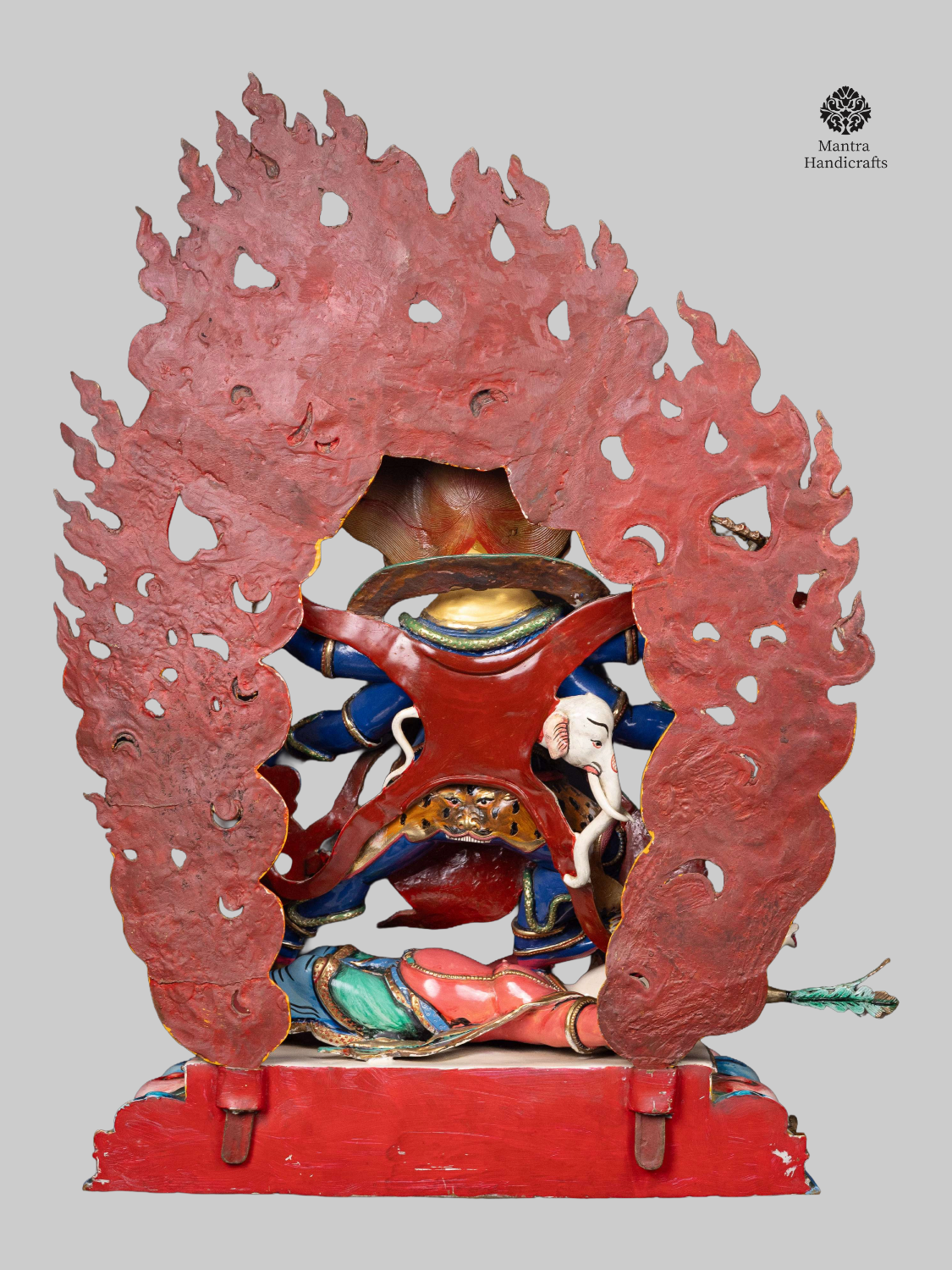 Six-Armed Mahakala Statue | Thangka Color Finish & 24K Gold Gilded