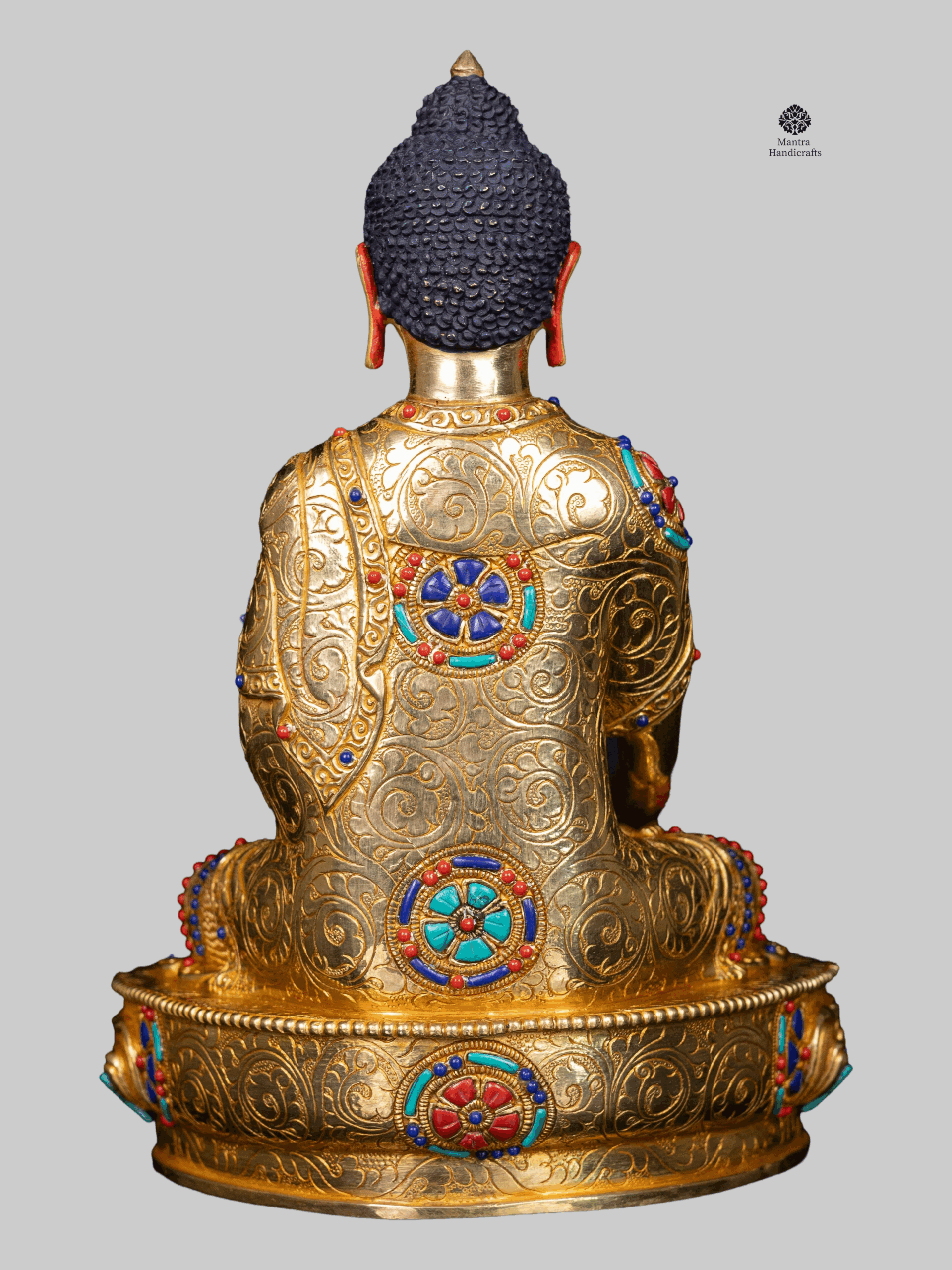 Shakyamuni Buddha of Enlightenment | Gold & Stone Handmade Art