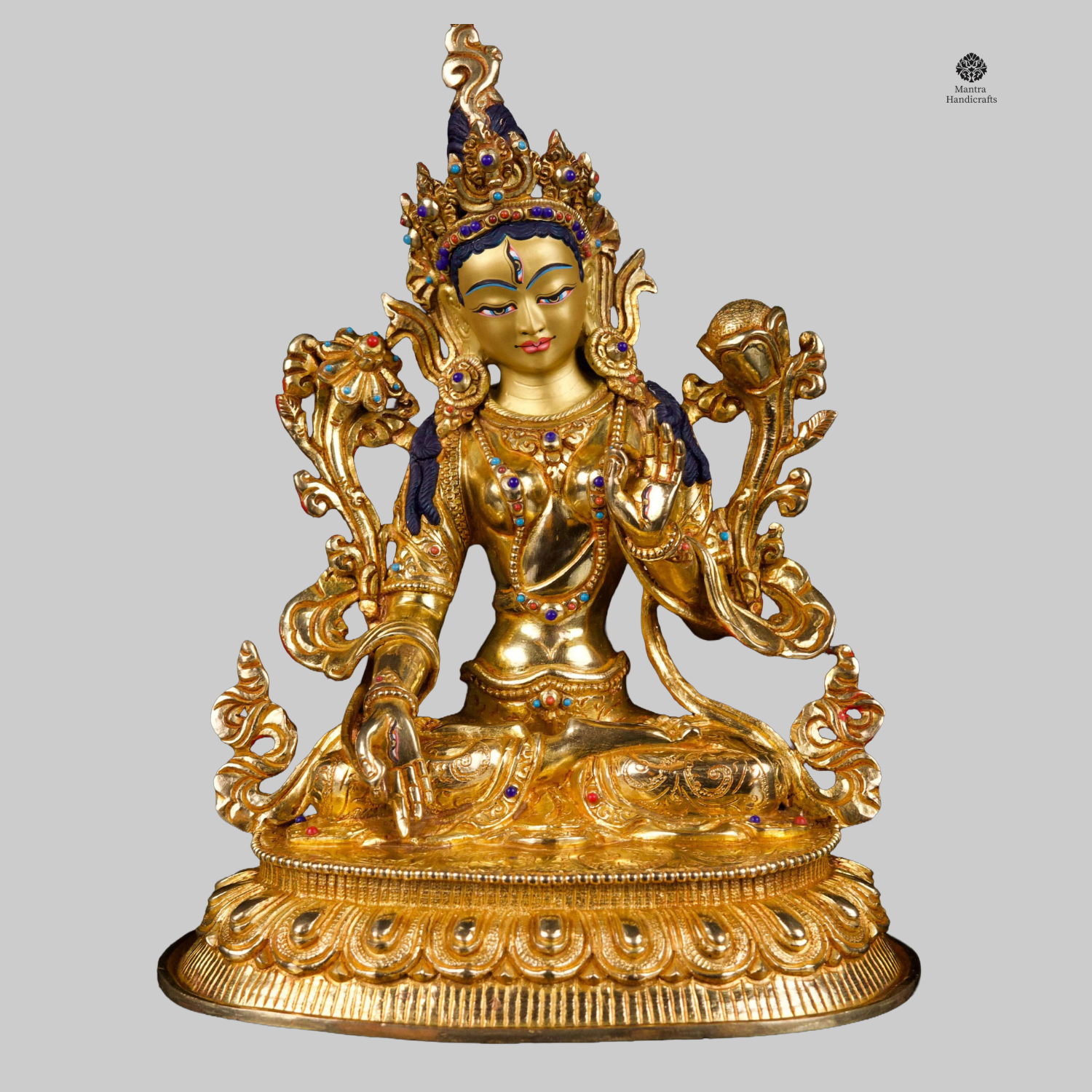 White Tara Statue | Gold Plated Goddess of Compassion & Life