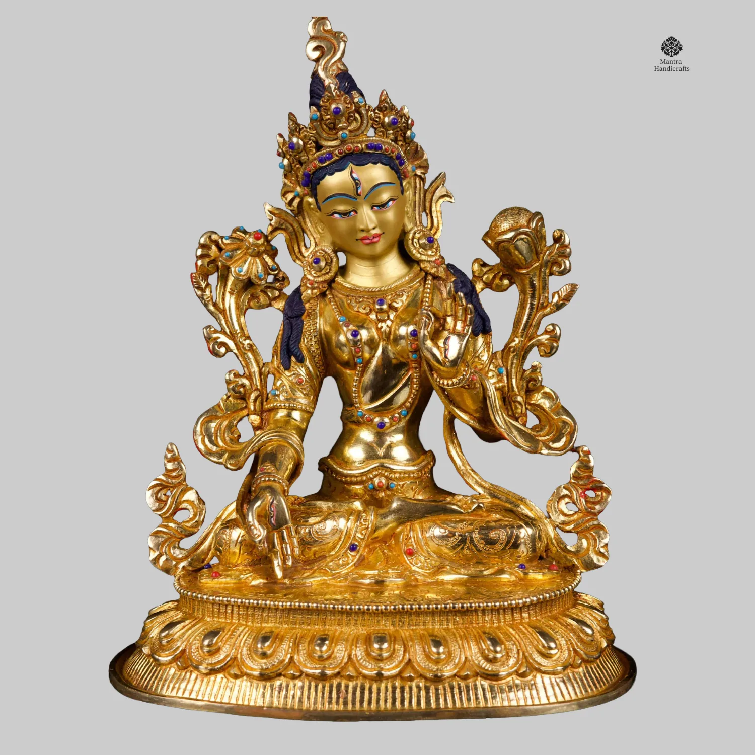White Tara Statue | Gold Plated Goddess of Compassion & Life