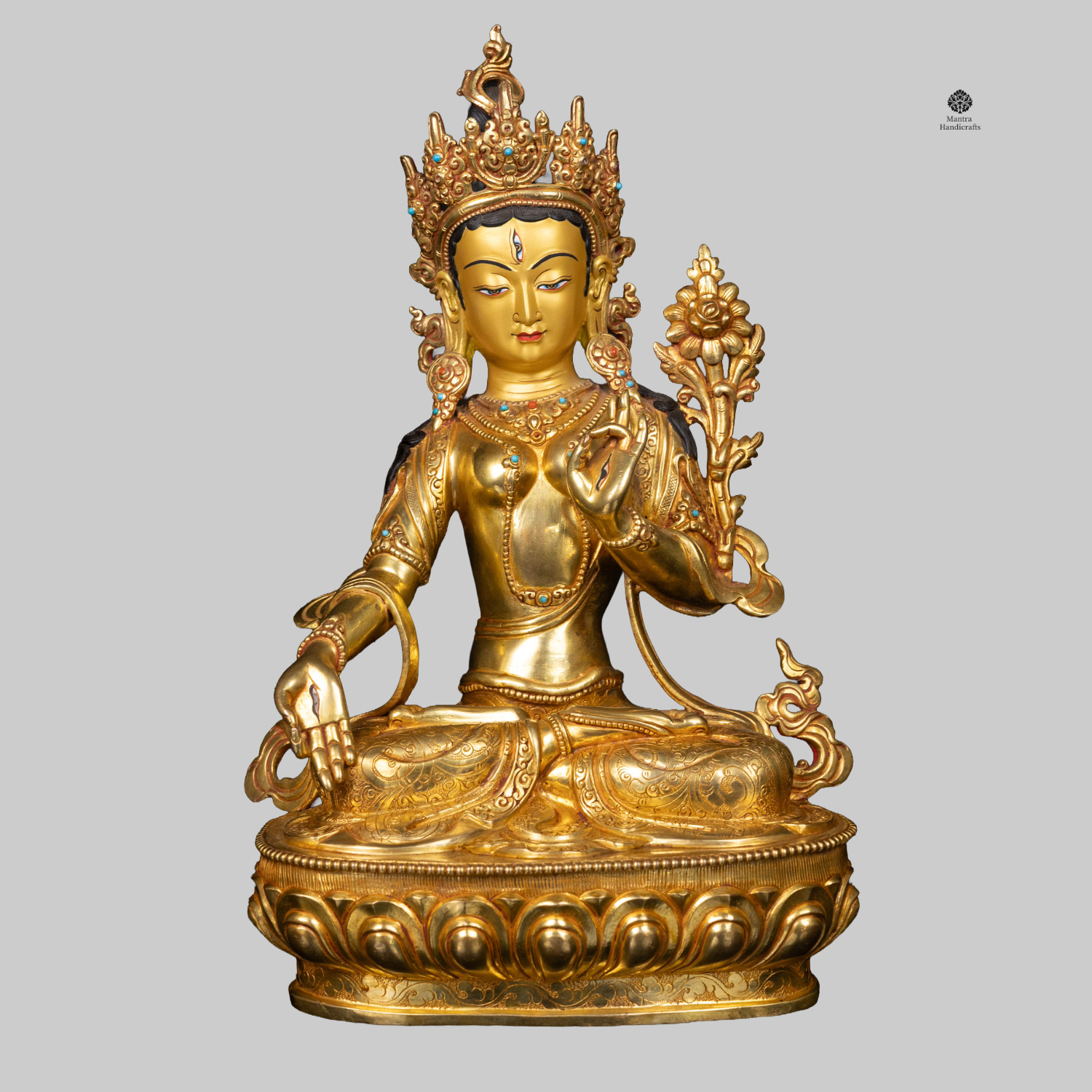 White Tara Statue | 24K Gold Deity of Healing & Peace