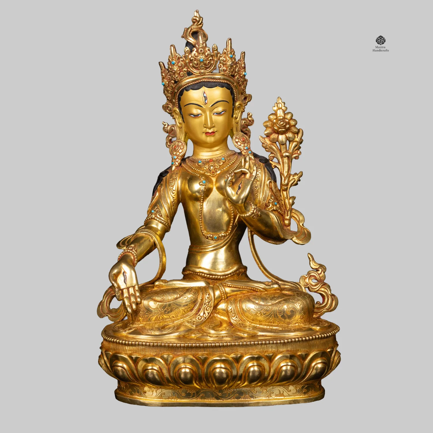 White Tara Statue | 24K Gold Deity of Healing & Peace