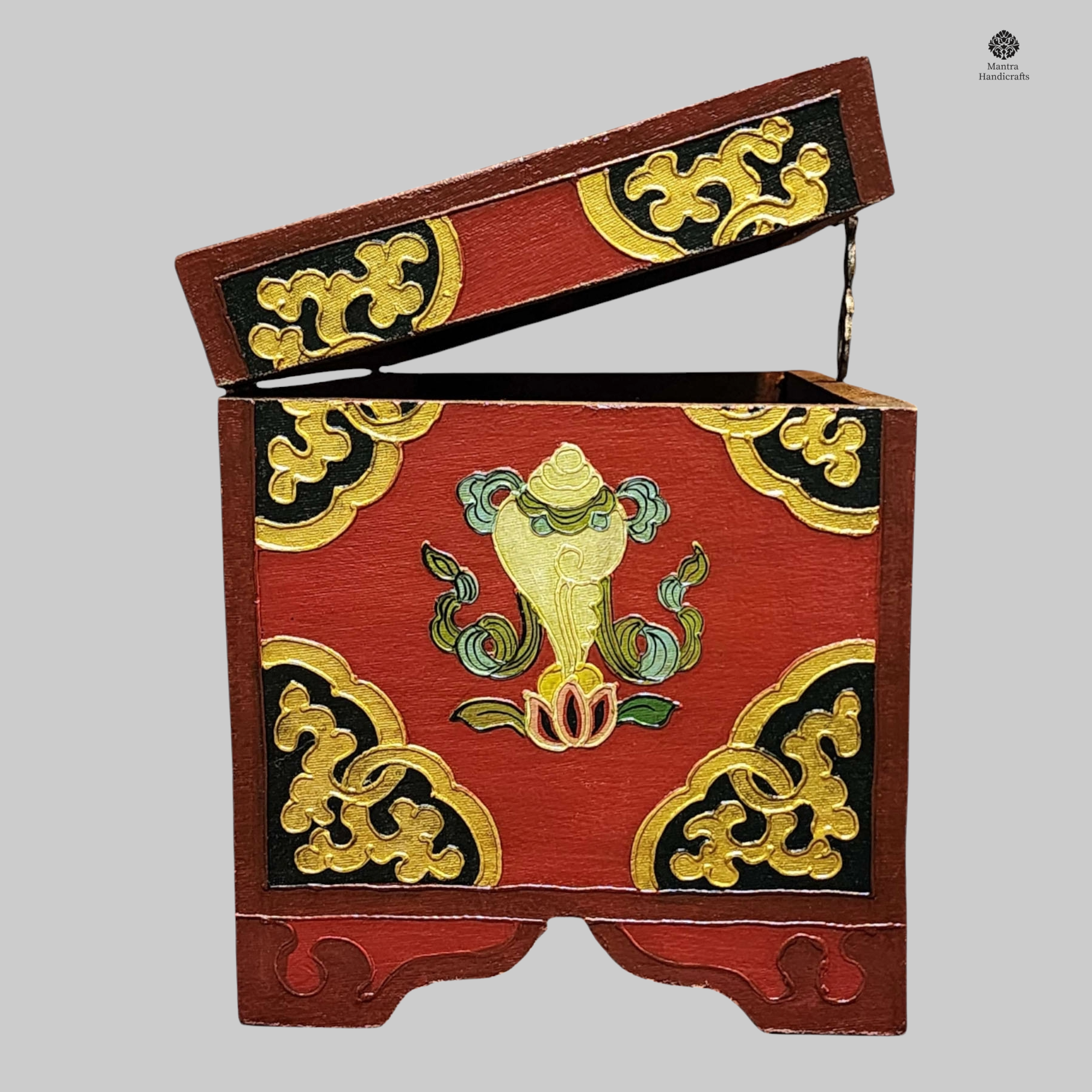 Buddhist Cheppu Box | Traditional Tibetan Hand-Painted Art