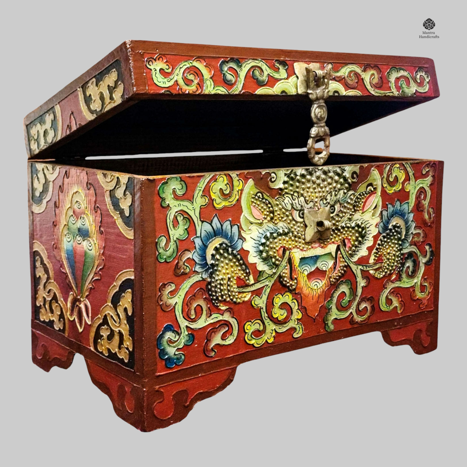 Tibetan Wooden Box | Handcrafted Cheppu Design Storage Box