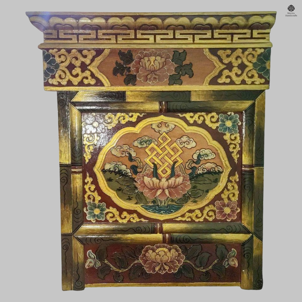 Tibetan Meditation Table | Large Hand-Painted Ashtamangala