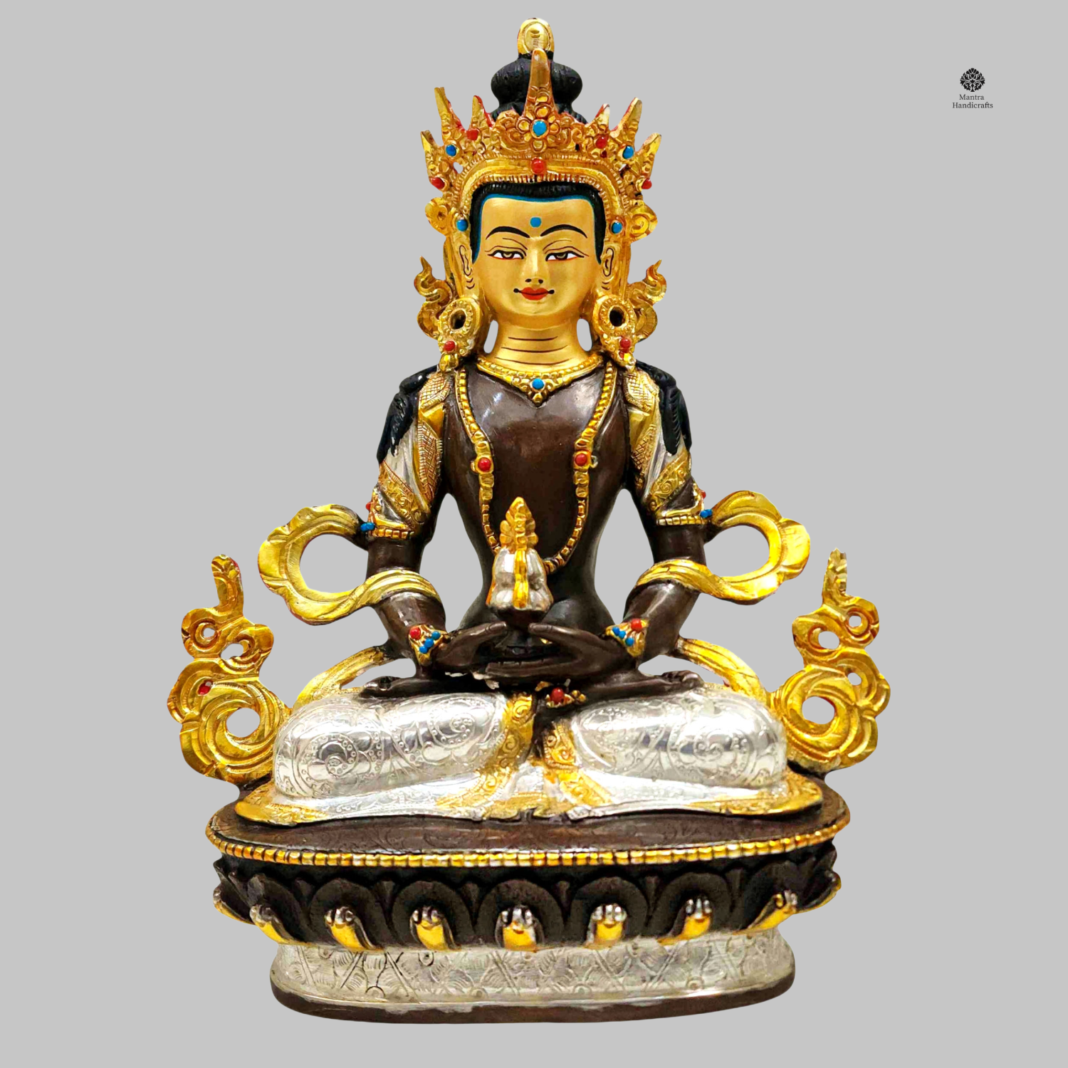 Aparimita Long Life Buddha | Handmade Oxidized Statue