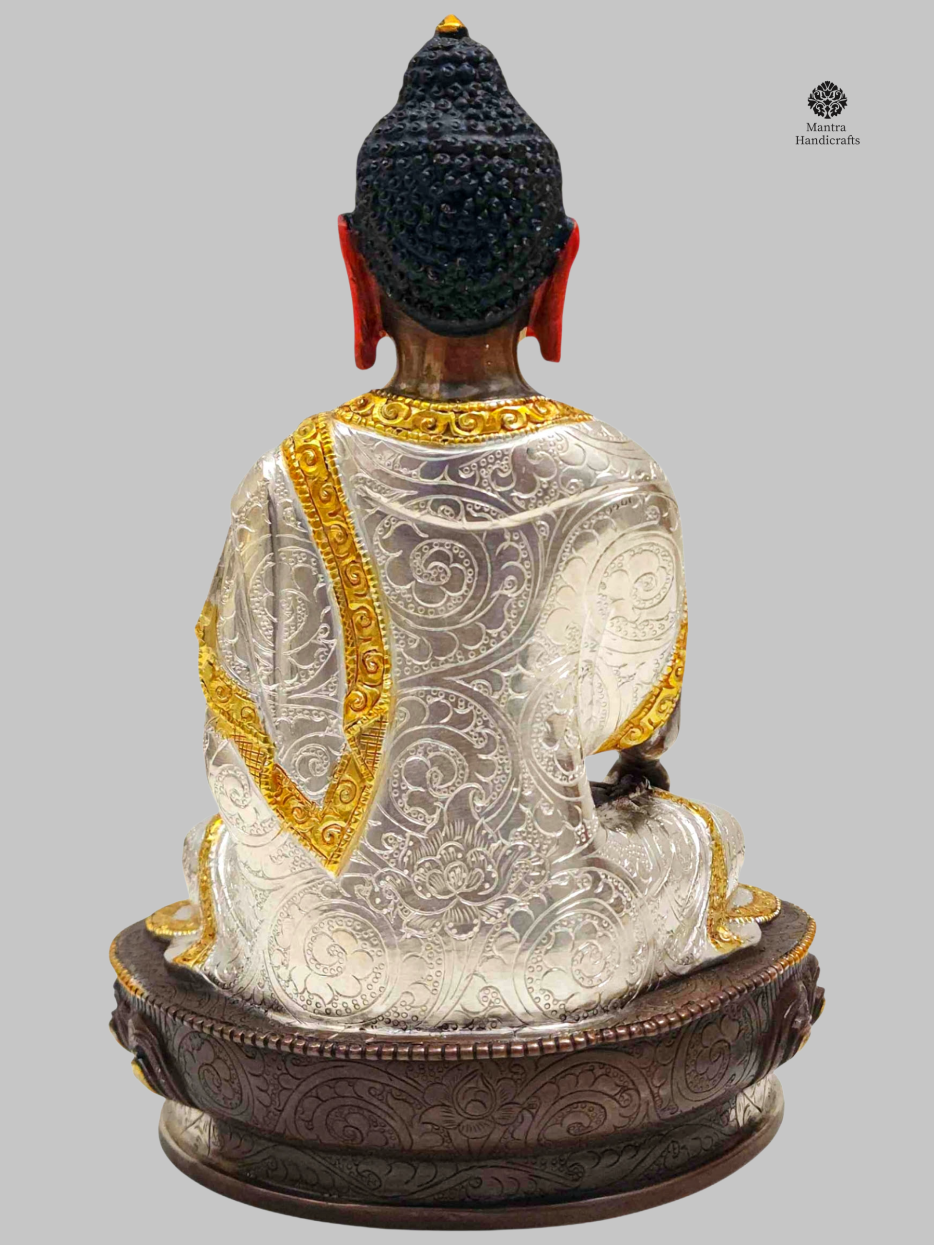 Shakyamuni Buddha Statue | Silver Oxidized & Gold 3 Shakyamuni Buddha Statue | Silver Oxidized & Gold