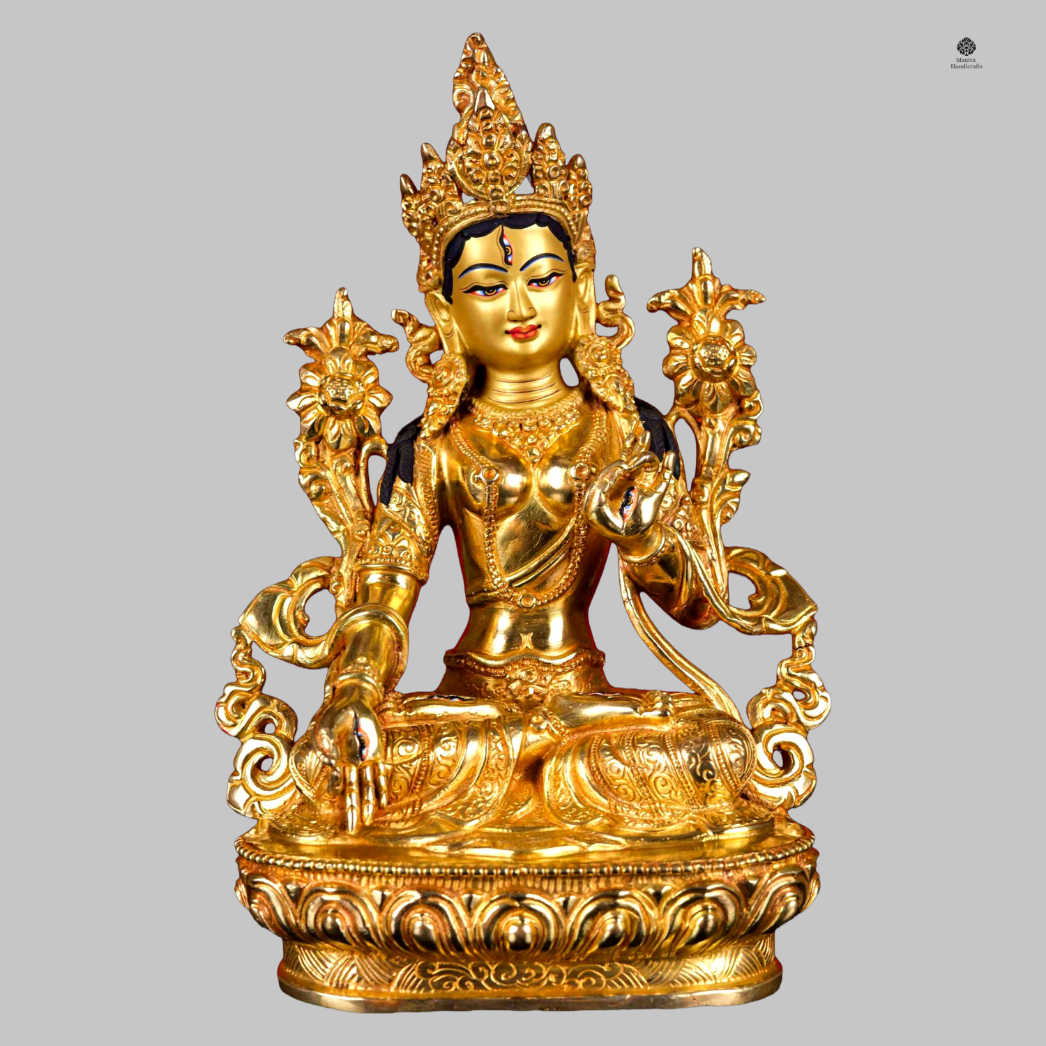 White Tara Healing Goddess | 24k Gold Gilded Statue