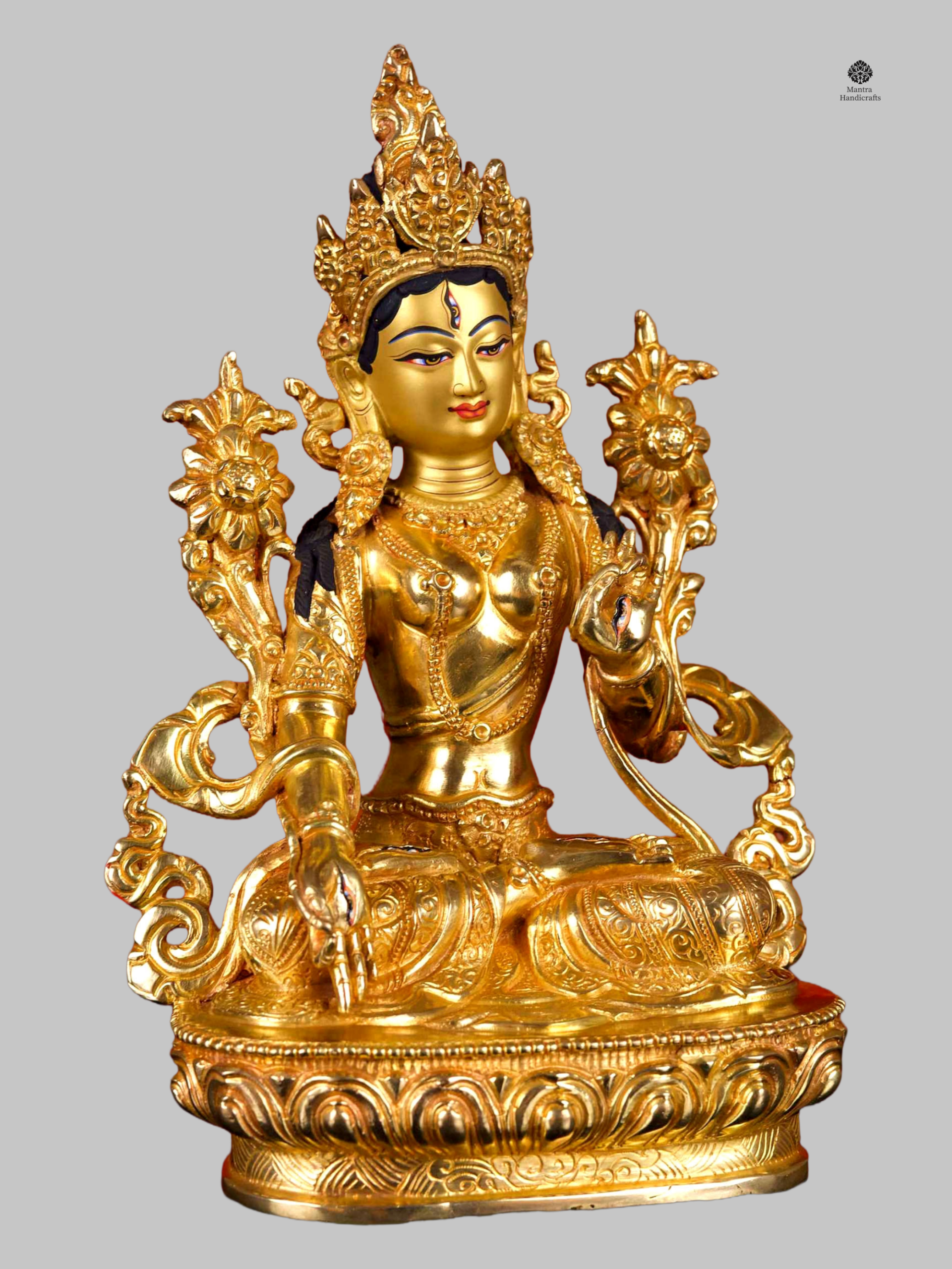 White Tara Healing Goddess | 24k Gold Gilded Statue 3 White Tara Healing Goddess | 24k Gold Gilded Statue