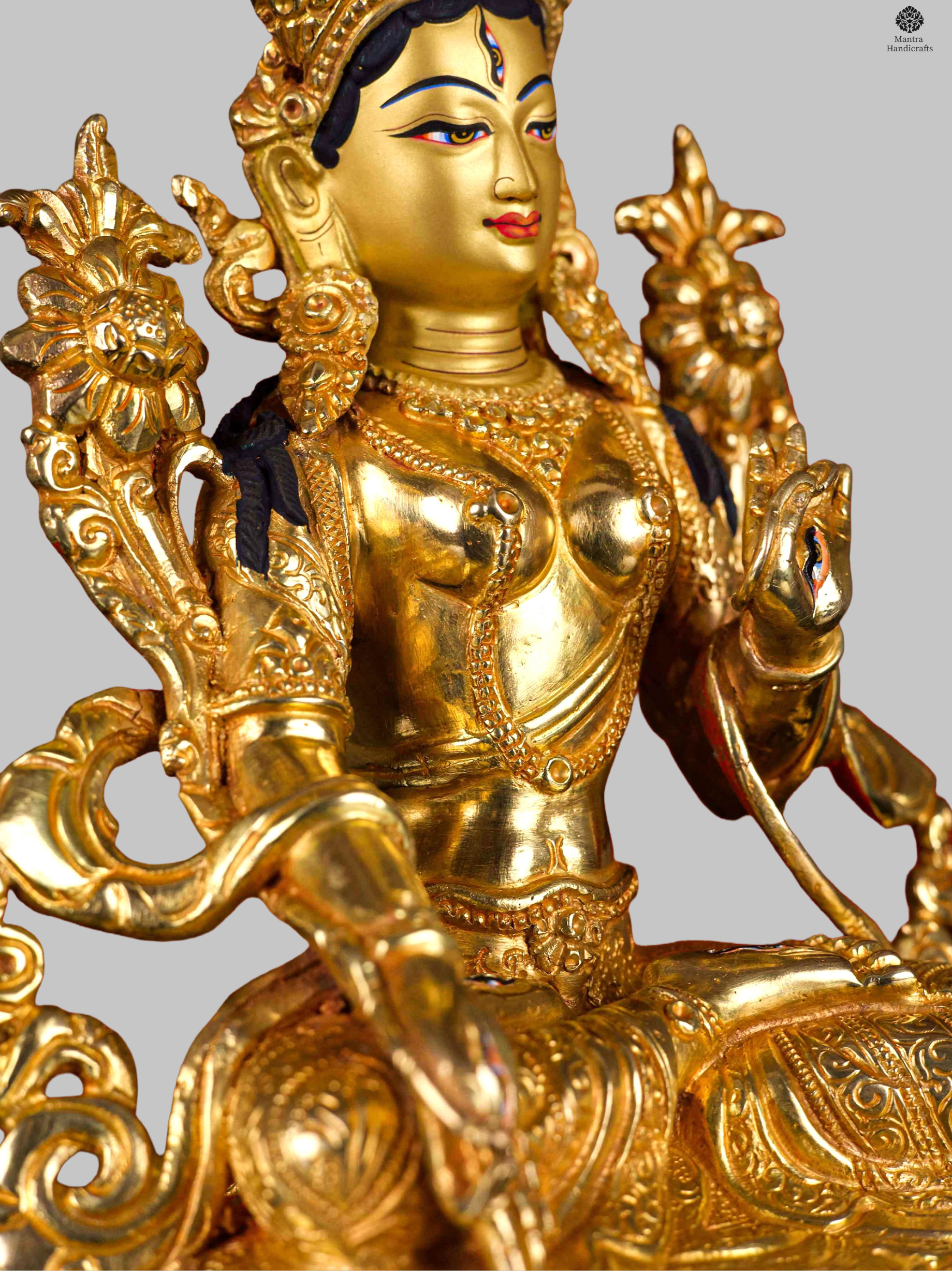 White Tara Healing Goddess | 24k Gold Gilded Statue 4 White Tara Healing Goddess | 24k Gold Gilded Statue