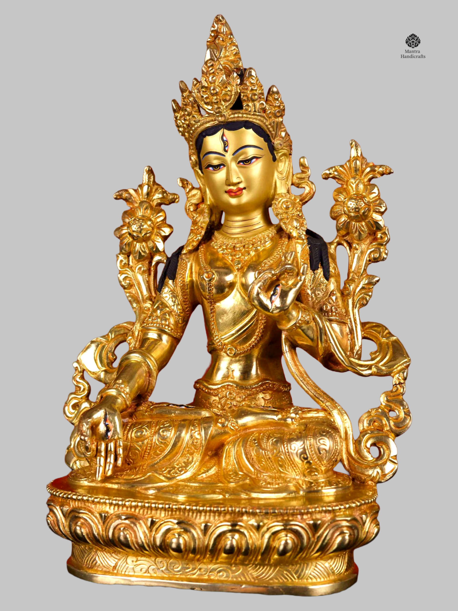 White Tara Healing Goddess | 24k Gold Gilded Statue 2 White Tara Healing Goddess | 24k Gold Gilded Statue