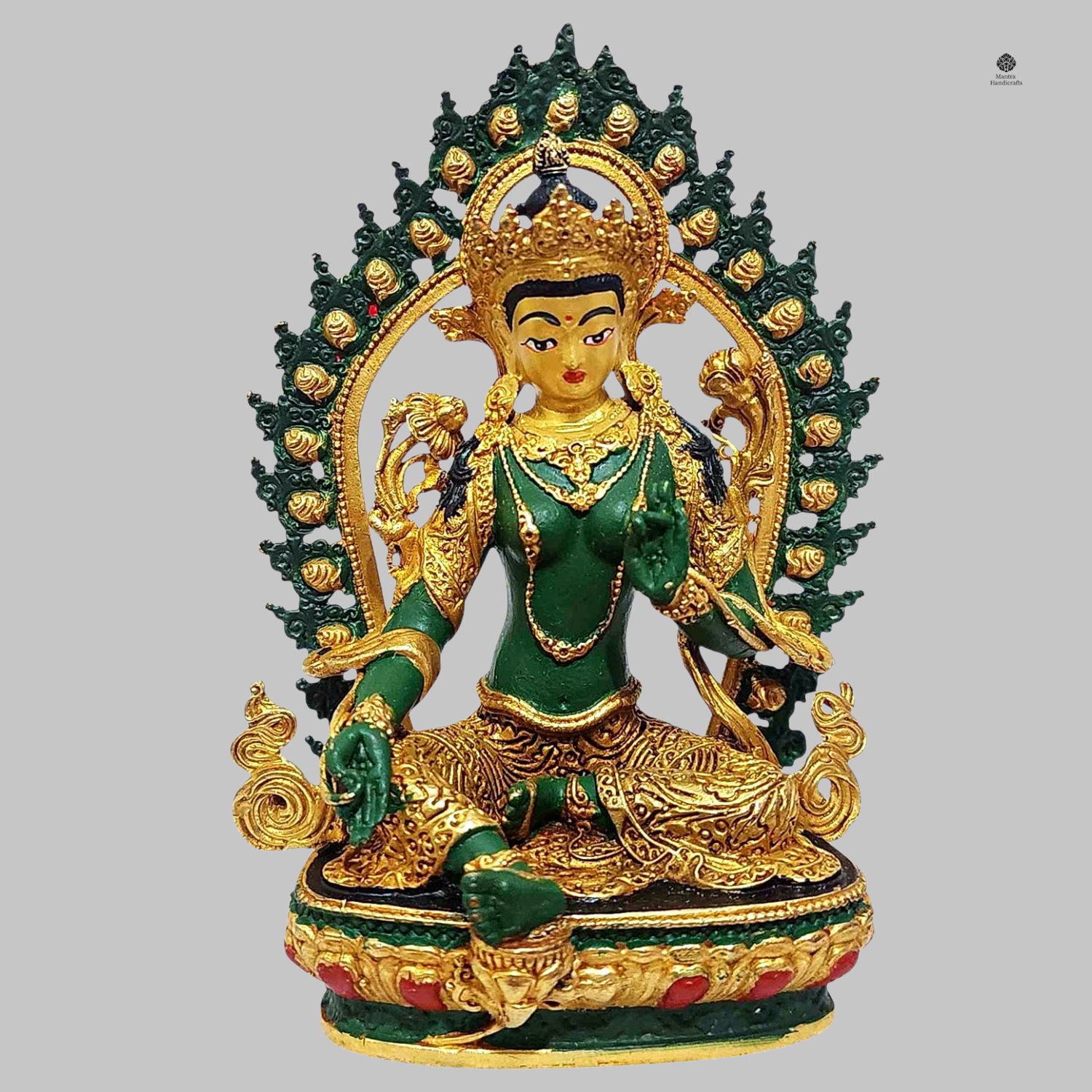 Green Tara Mini Statue | Thangka Color Finish